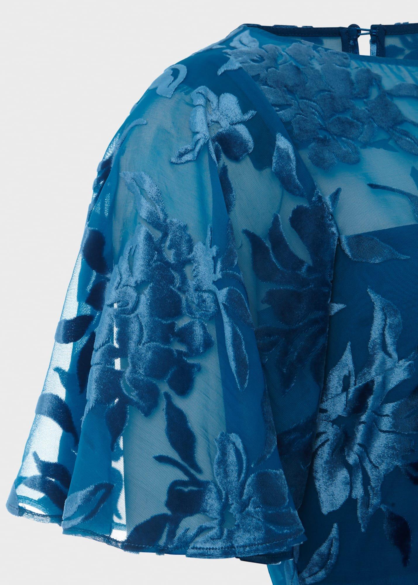 Eleanor Devore Fit And Flare Dress, Peacock Blue, hi-res