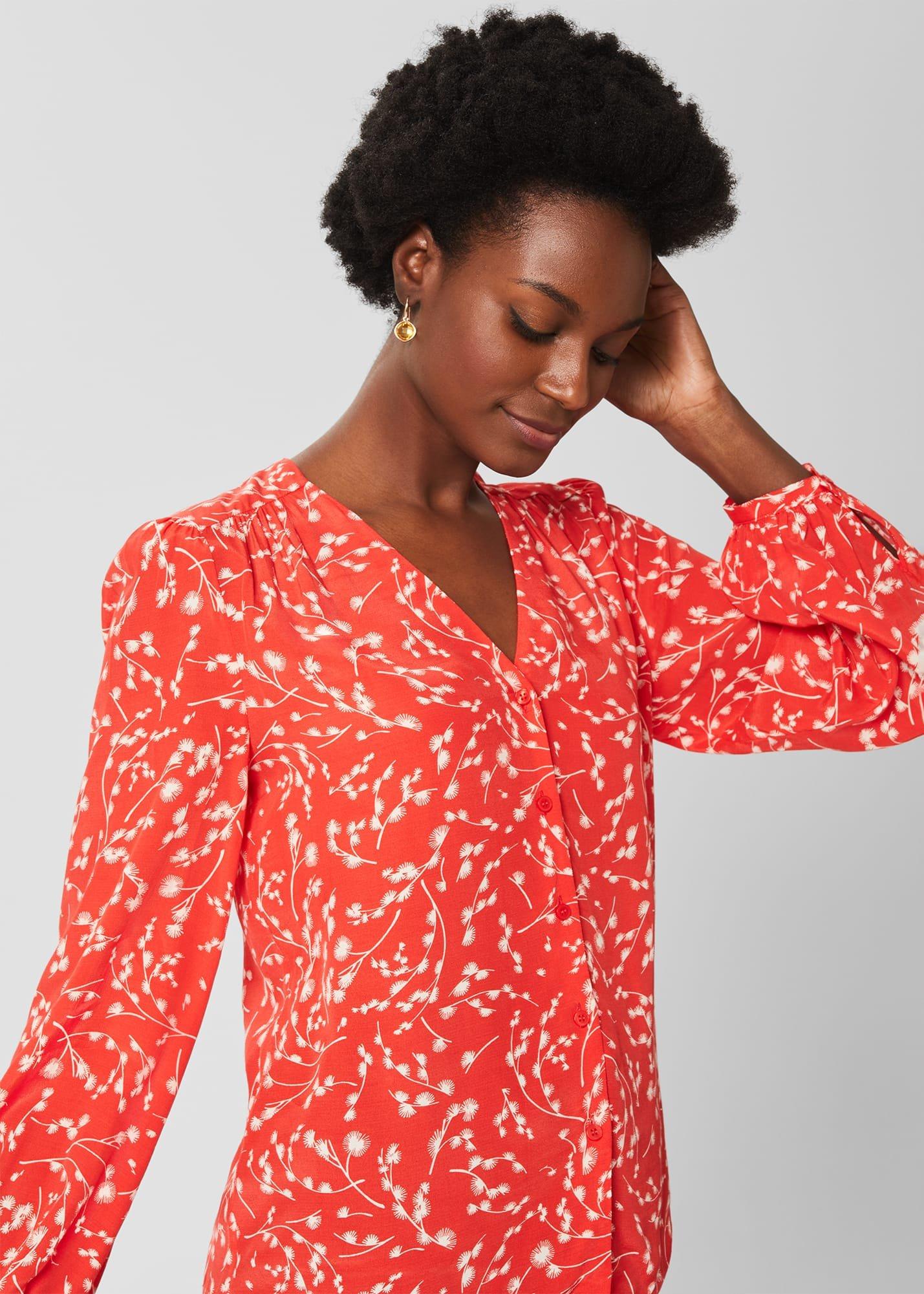 Felicity Blouse, Coral Red Ivory, hi-res