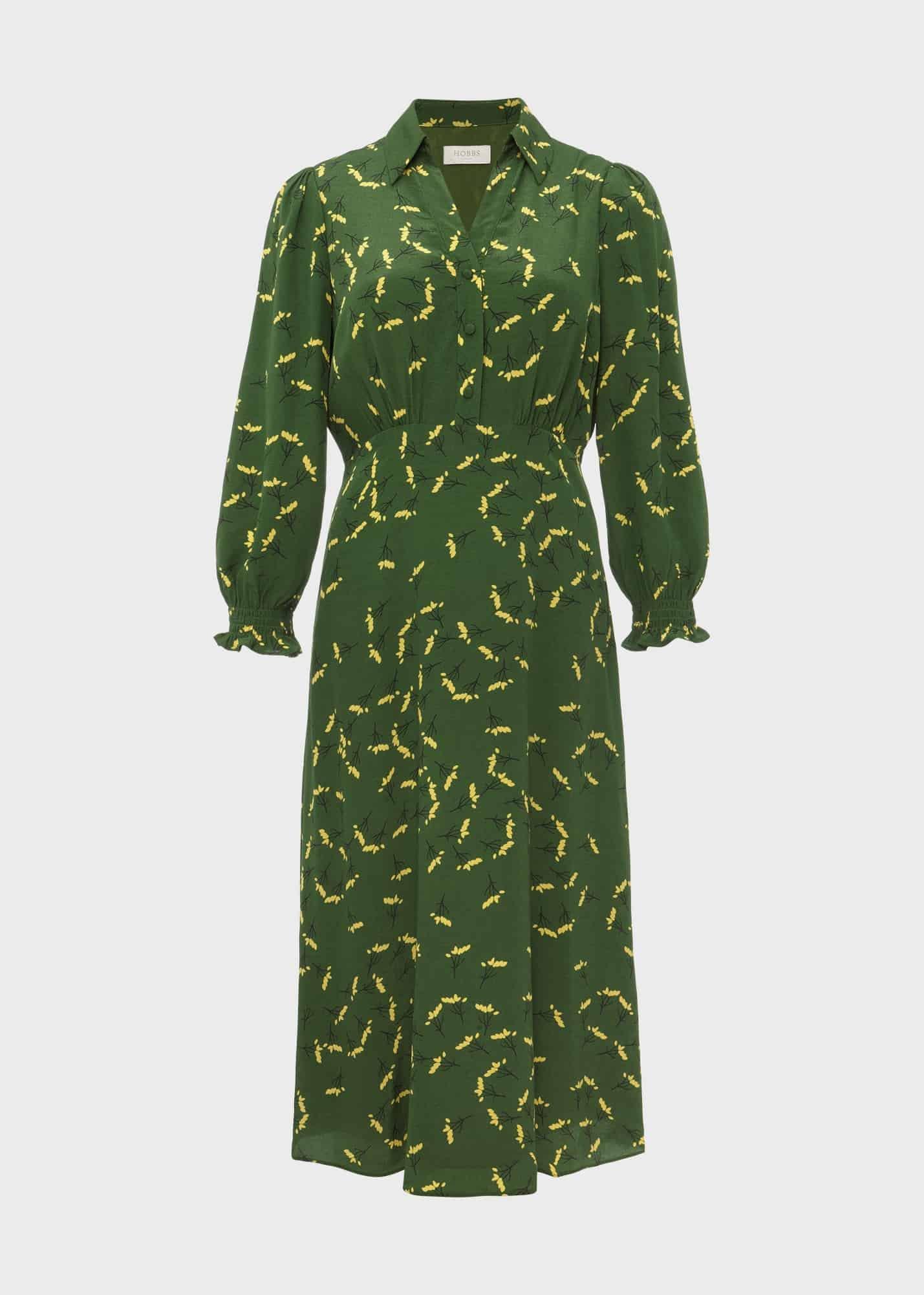 Ariel Floral Dress, Green, hi-res