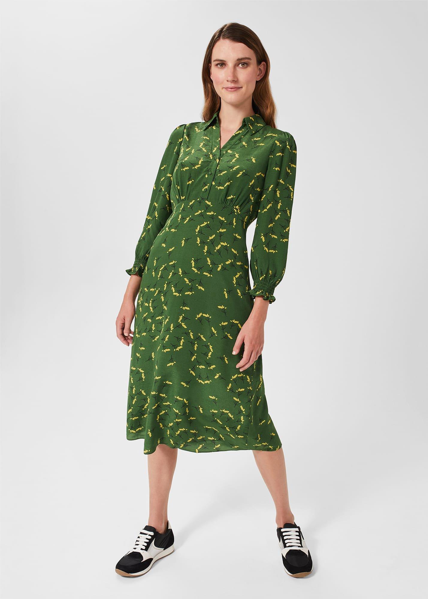 Ariel Floral Dress, Green, hi-res