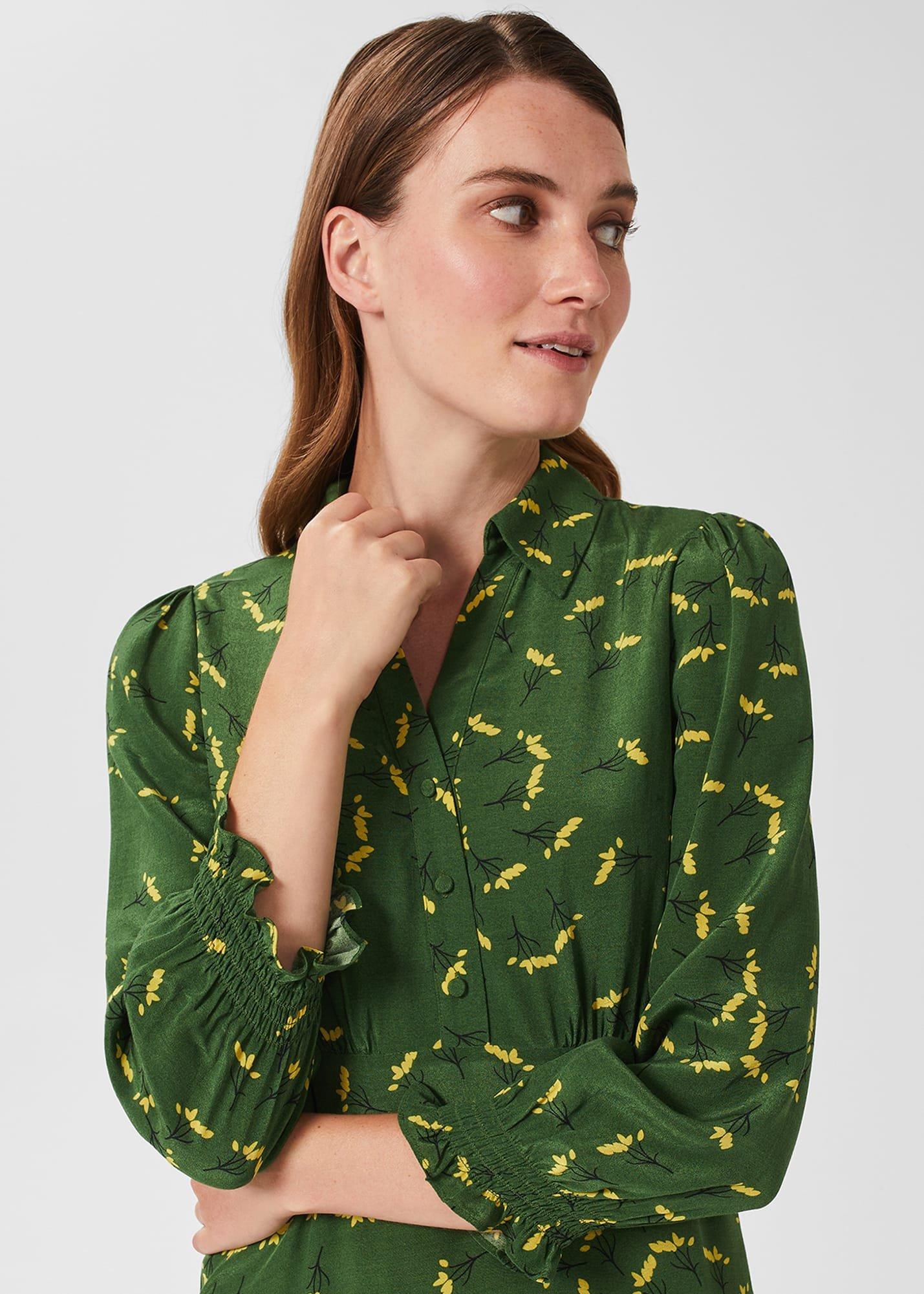 Ariel Floral Dress, Green, hi-res