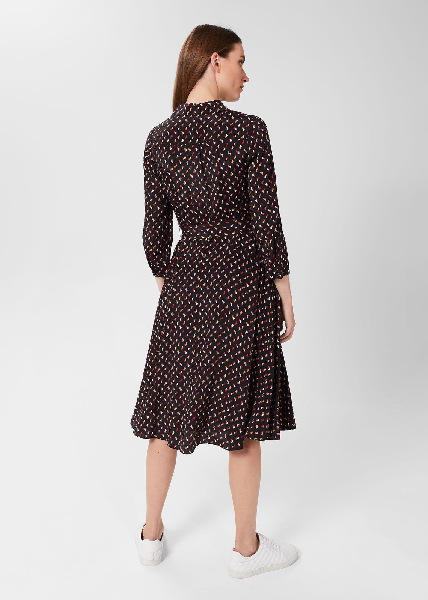 Alex Belted Fit And Flare Dress , Black Multi, hi-res