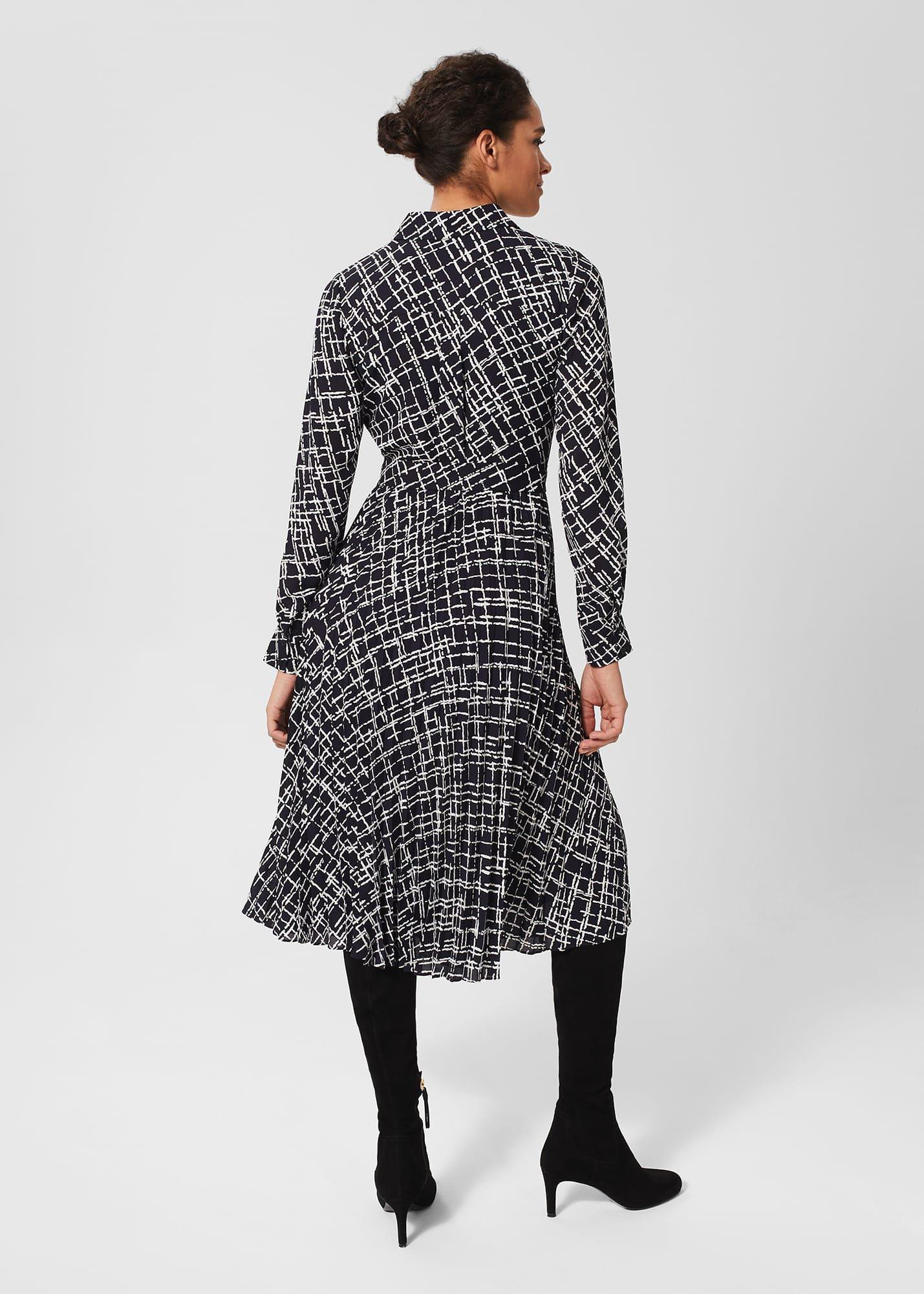 Laurenza Fit And Flare Dress, Navy Ivory, hi-res