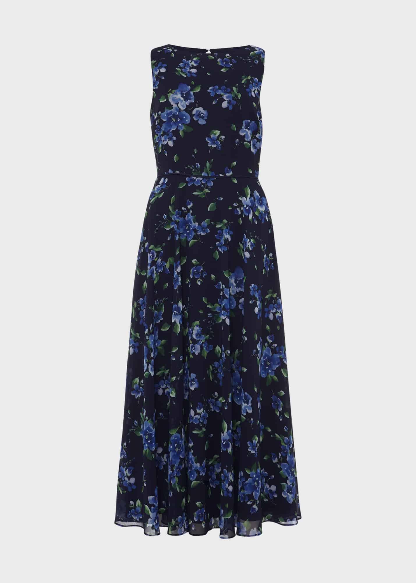 Carly Floral Midi Dress, Navy Blue, hi-res