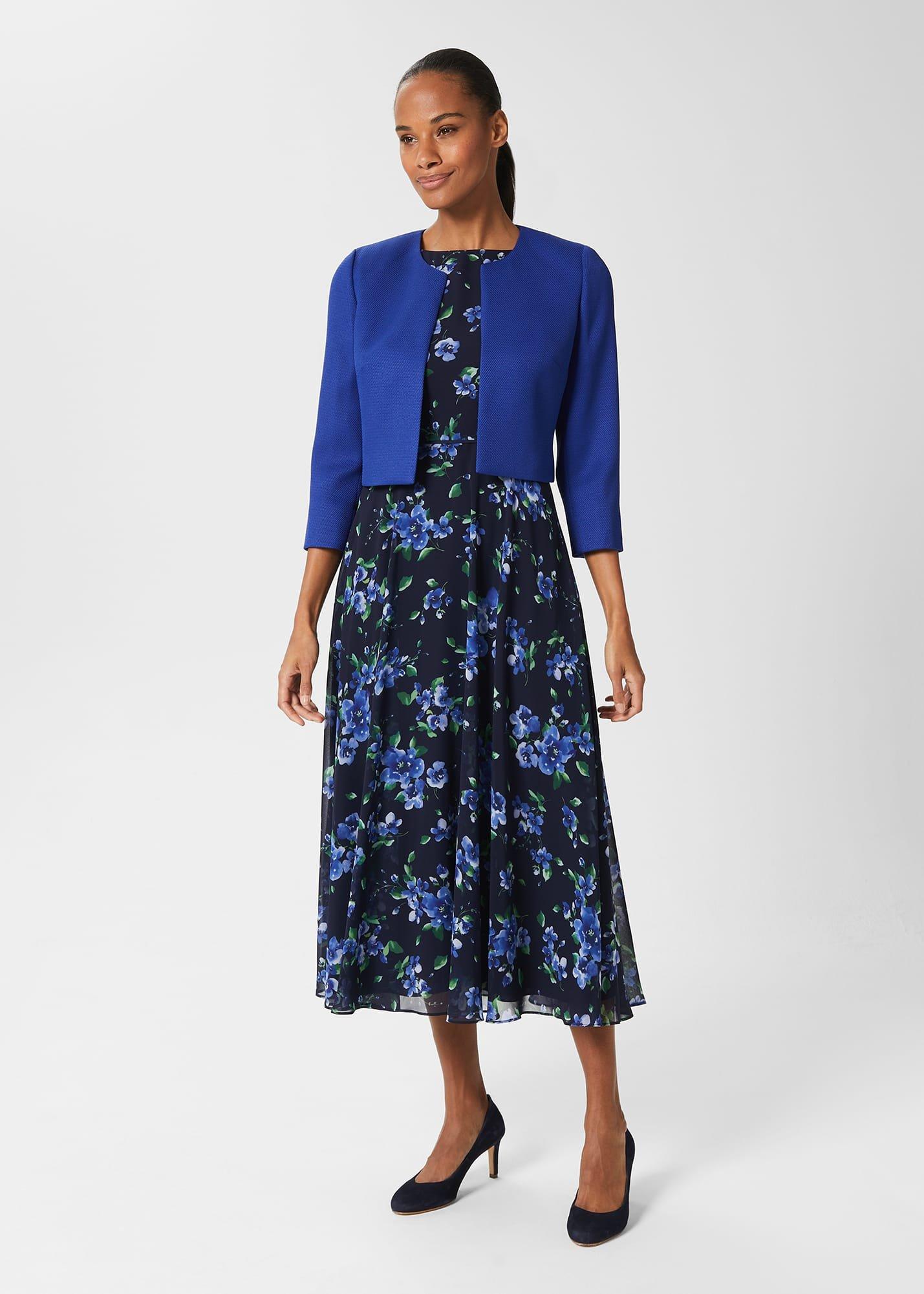 Carly Floral Midi Dress, Navy Blue, hi-res