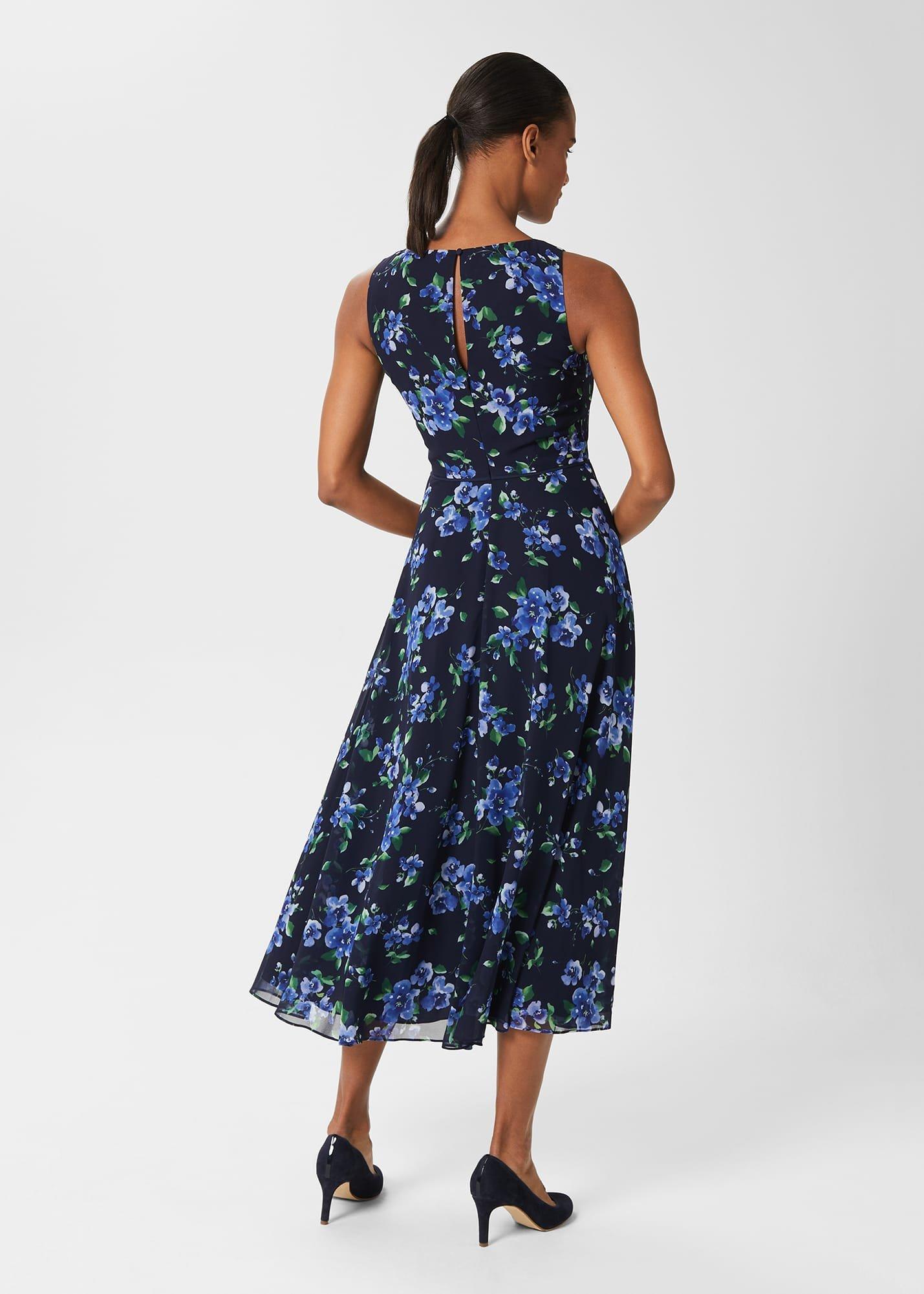 Petite Carly Floral Midi Dress , Navy Blue, hi-res