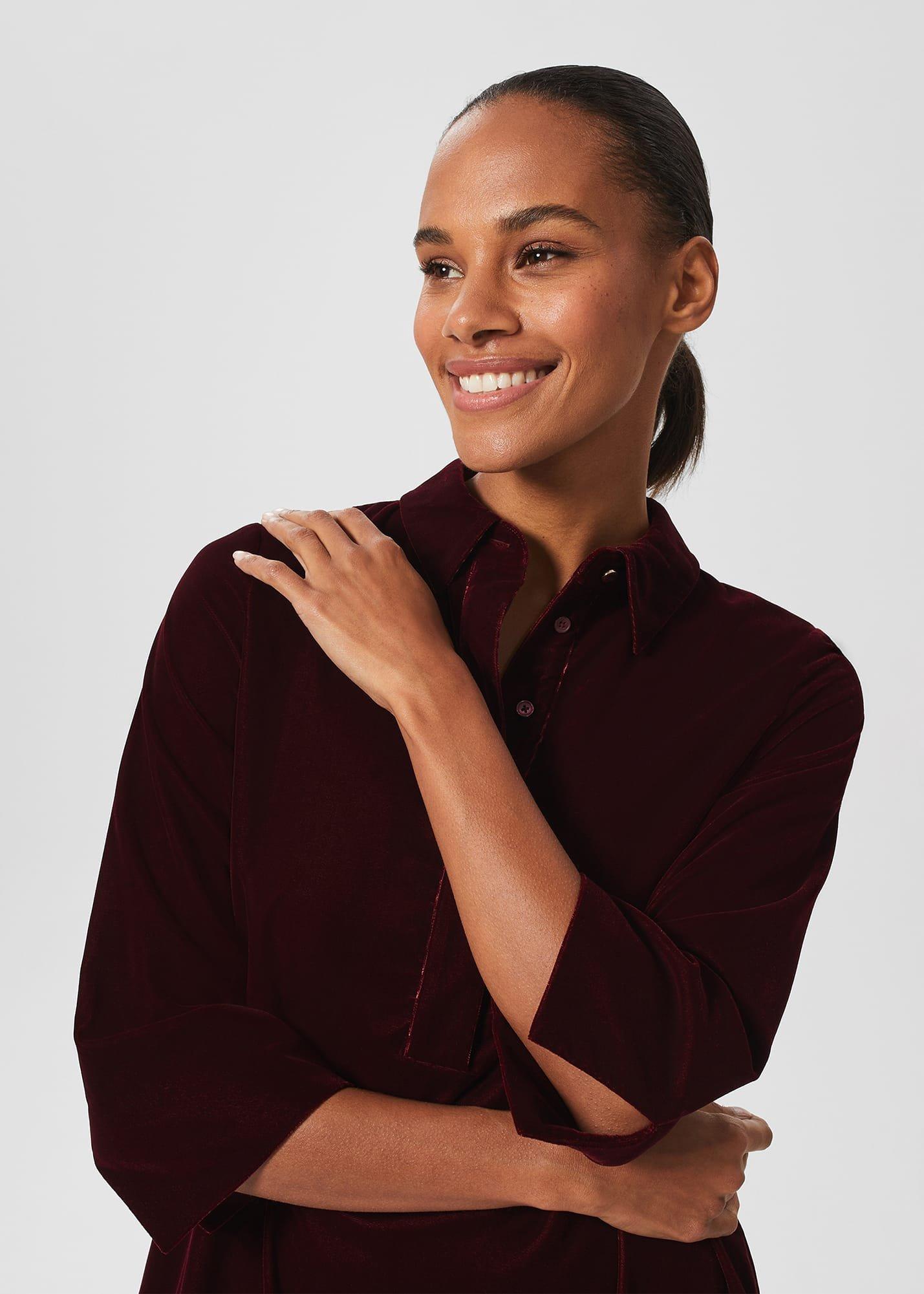 Velvet Marciella Dress, Wine Red, hi-res