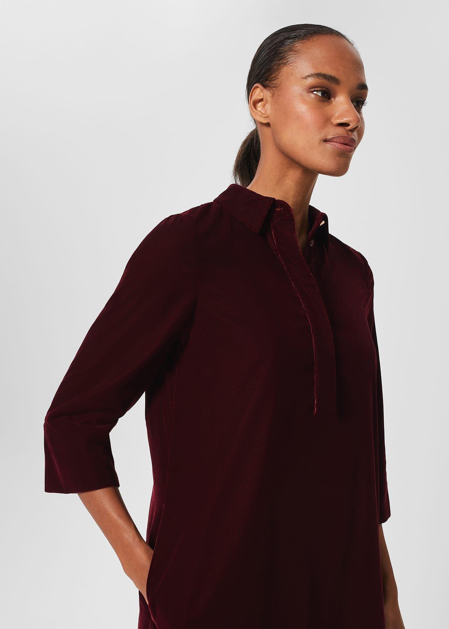 Velvet Marciella Dress, Wine Red, hi-res