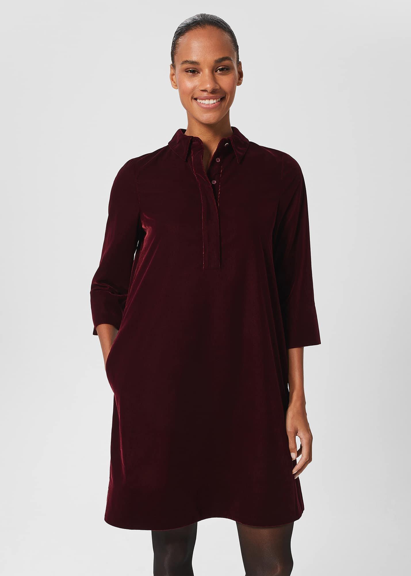 Velvet Marciella Dress, Wine Red, hi-res