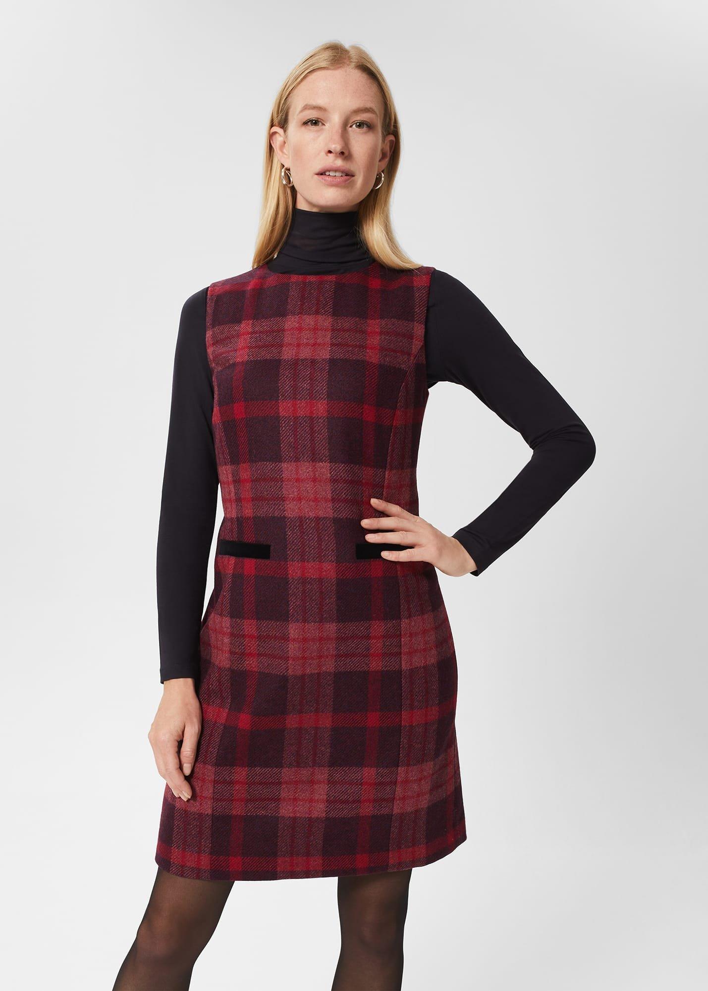 Margot Wool Dress, Raspberry Multi, hi-res