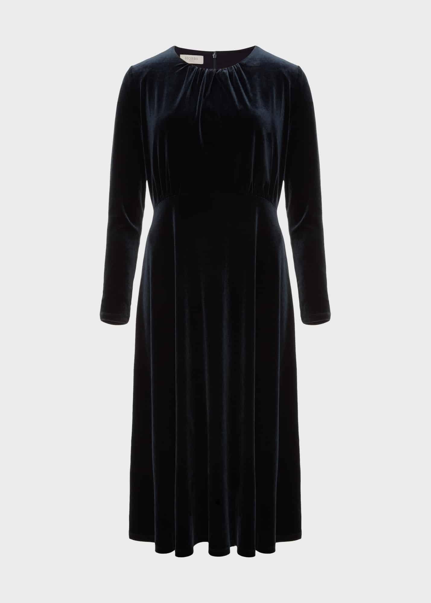 Sian Velvet Dress, Navy, hi-res