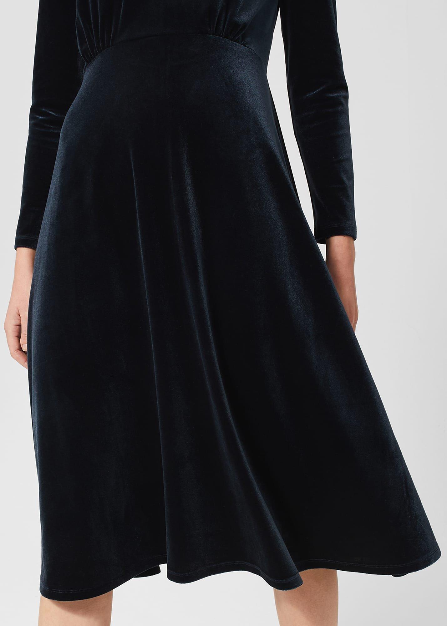 Sian Velvet Dress, Navy, hi-res