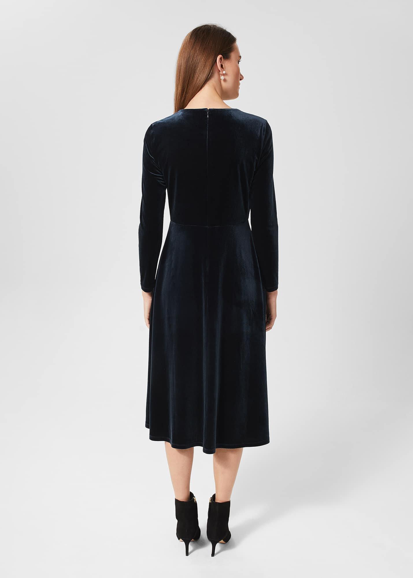 Sian Velvet Dress, Navy, hi-res