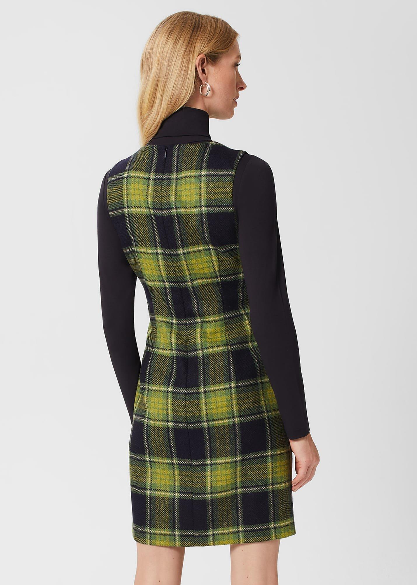 Amaris Wool Dress, Green Navy, hi-res