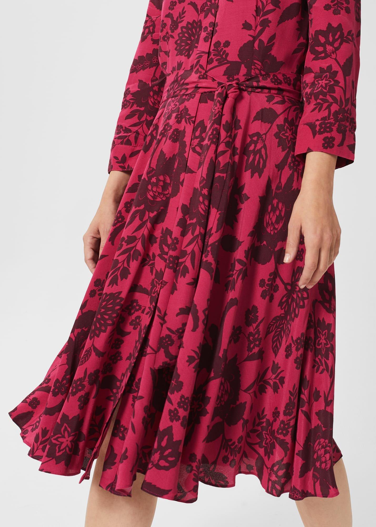 Petite Lainey Belted Fit And Flare Dress , Rich Berry Red, hi-res