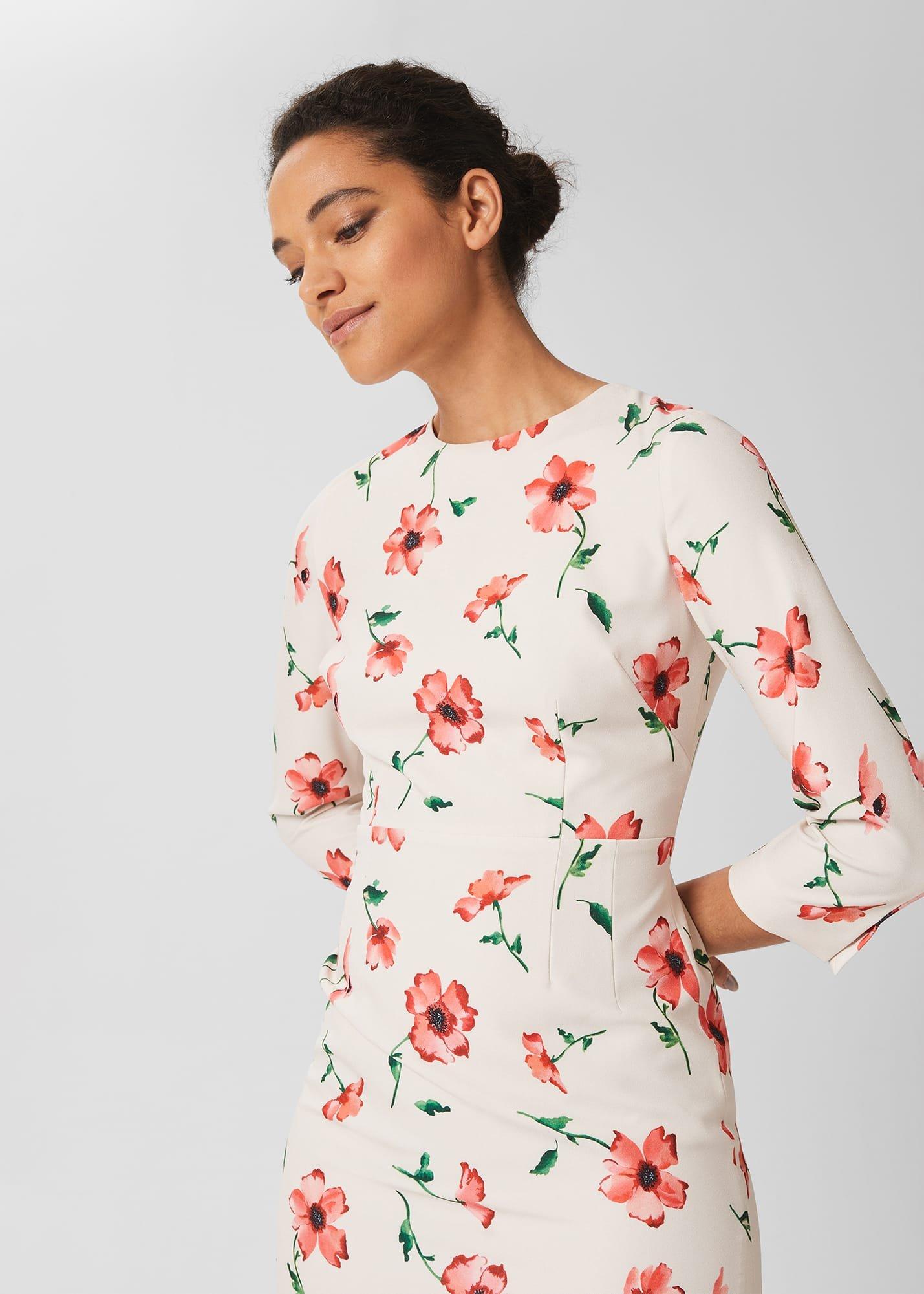 Aleena Floral Shift Dress, Cream Red Multi, hi-res