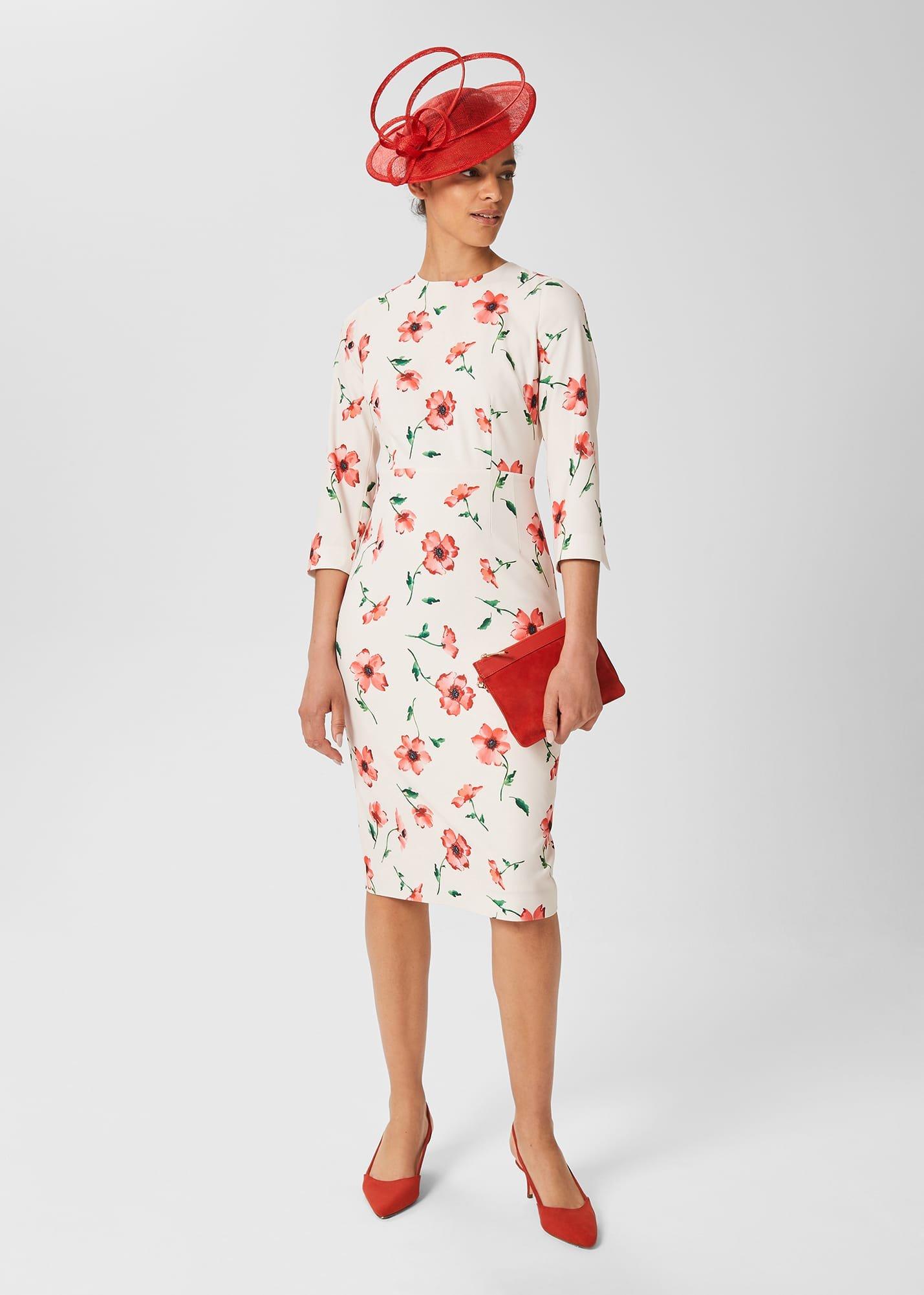 Aleena Floral Shift Dress, Cream Red Multi, hi-res