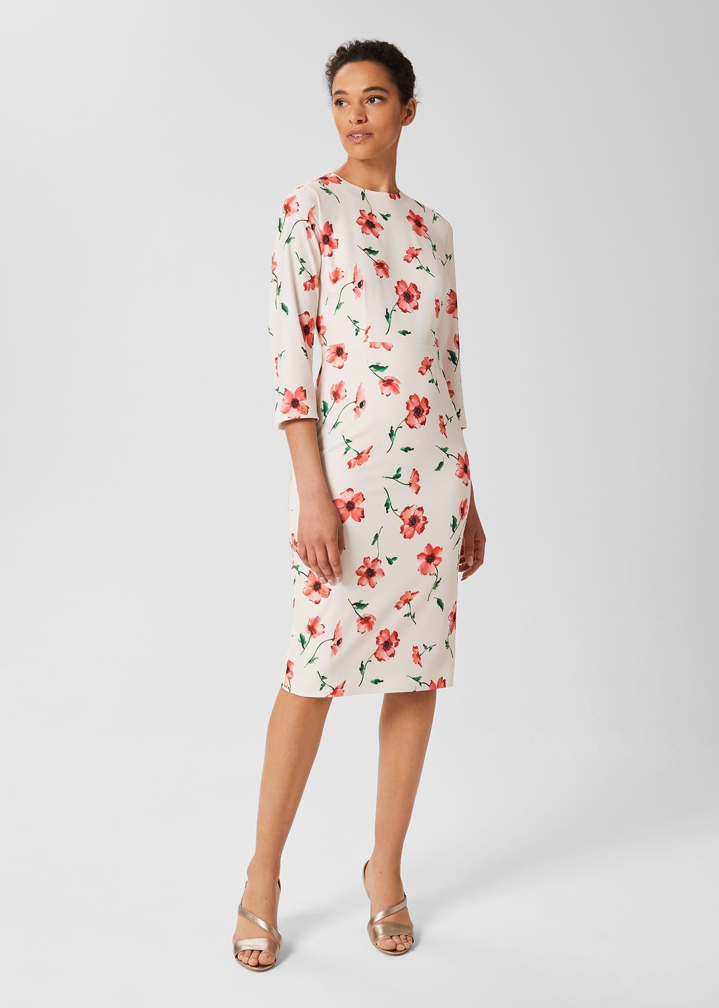 Aleena Floral Shift Dress, Cream Red Multi, hi-res