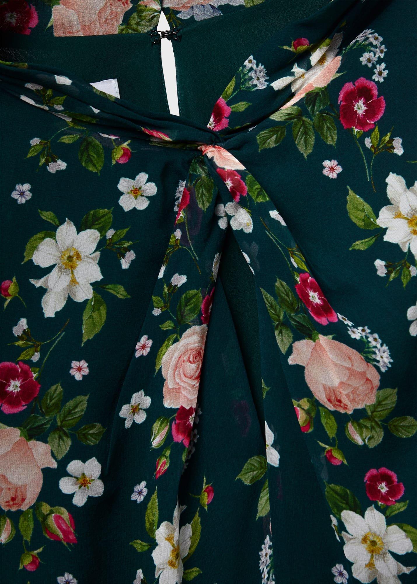 Helena Silk Floral Dress, Green Multi, hi-res
