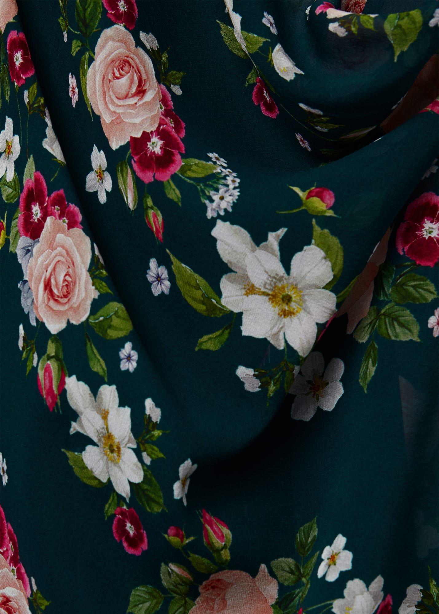 Helena Silk Floral Dress, Green Multi, hi-res