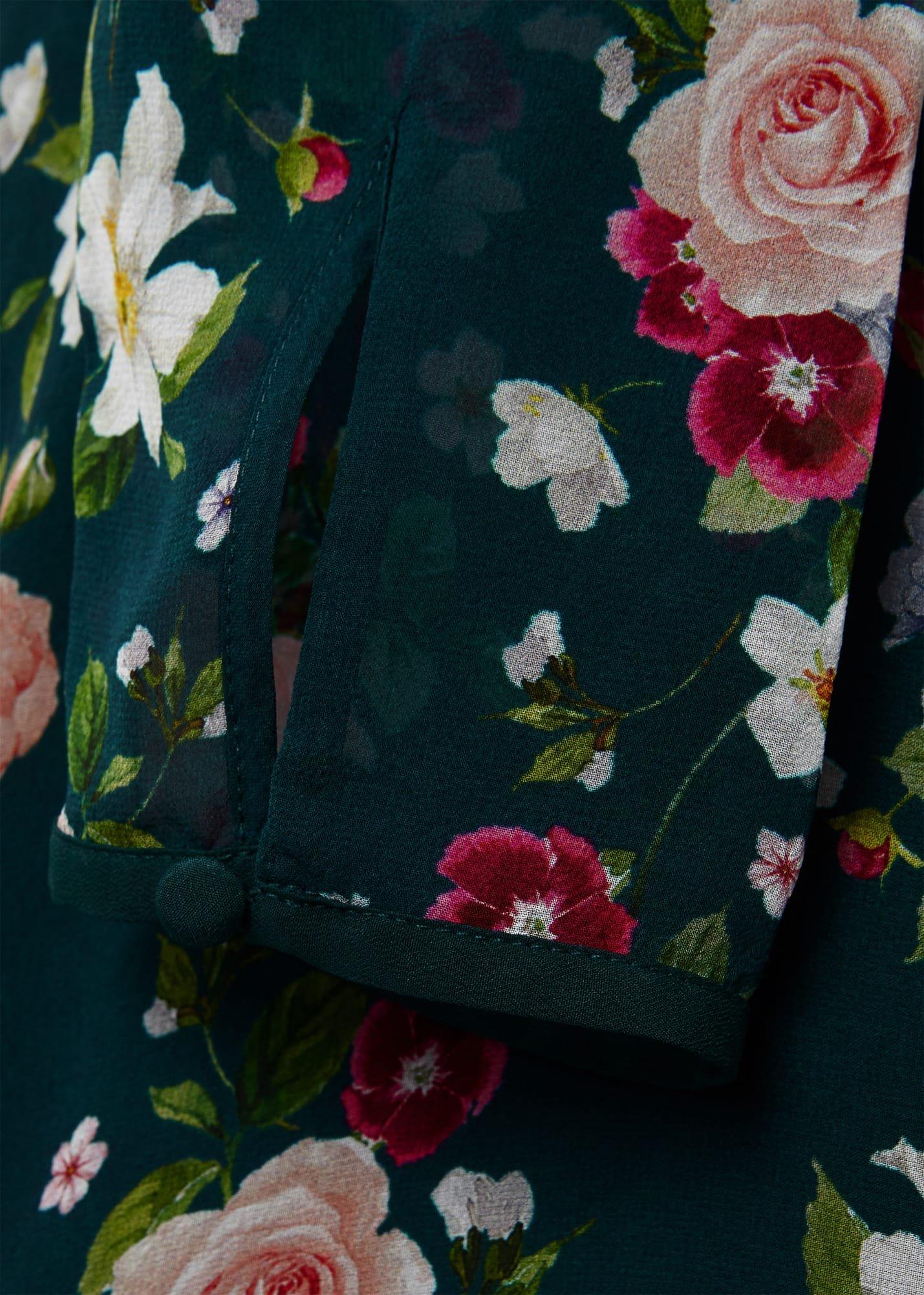 Helena Silk Floral Dress, Green Multi, hi-res