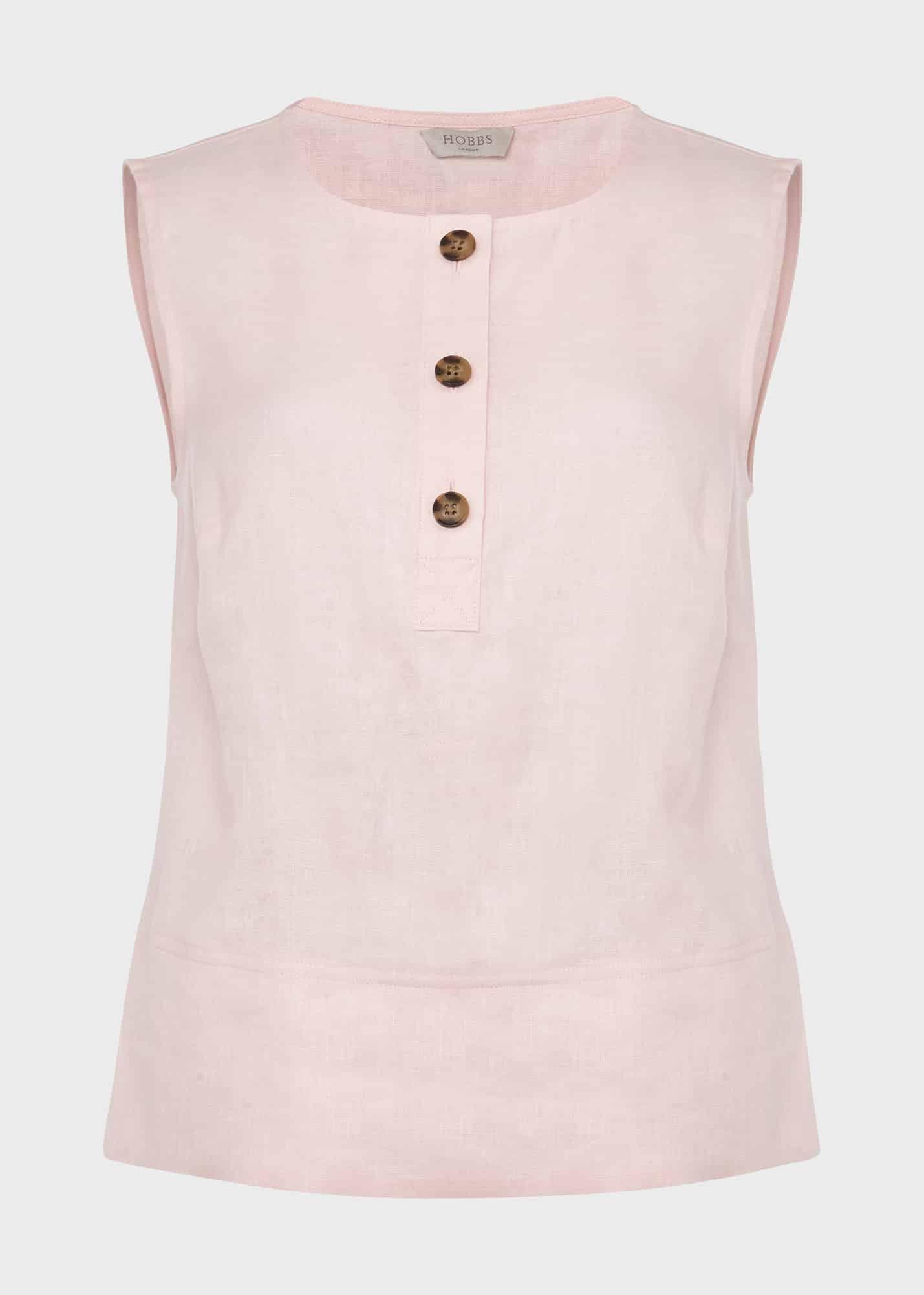Gayle Linen Top, Warm Pink, hi-res