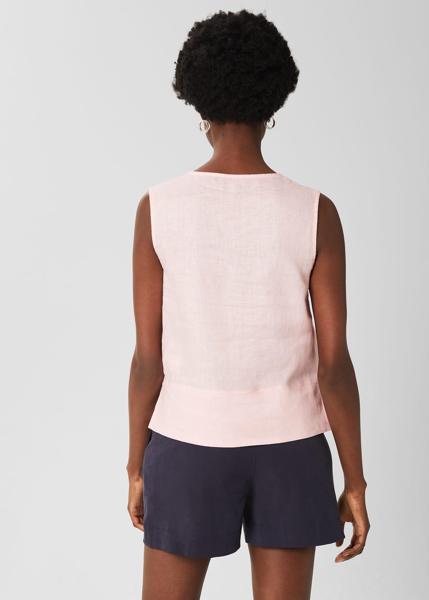 Gayle Linen Top, Warm Pink, hi-res