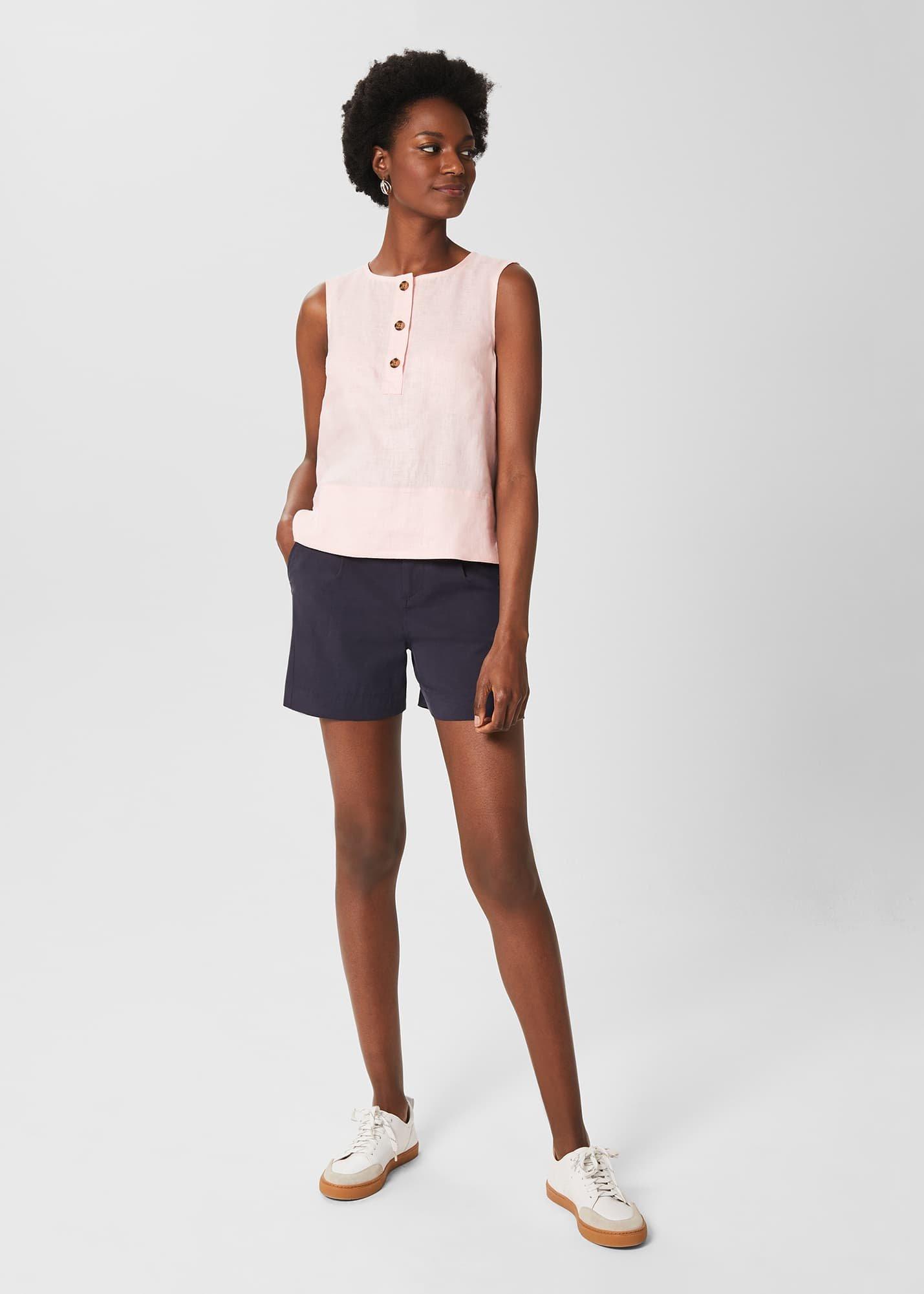 Gayle Linen Top, Warm Pink, hi-res