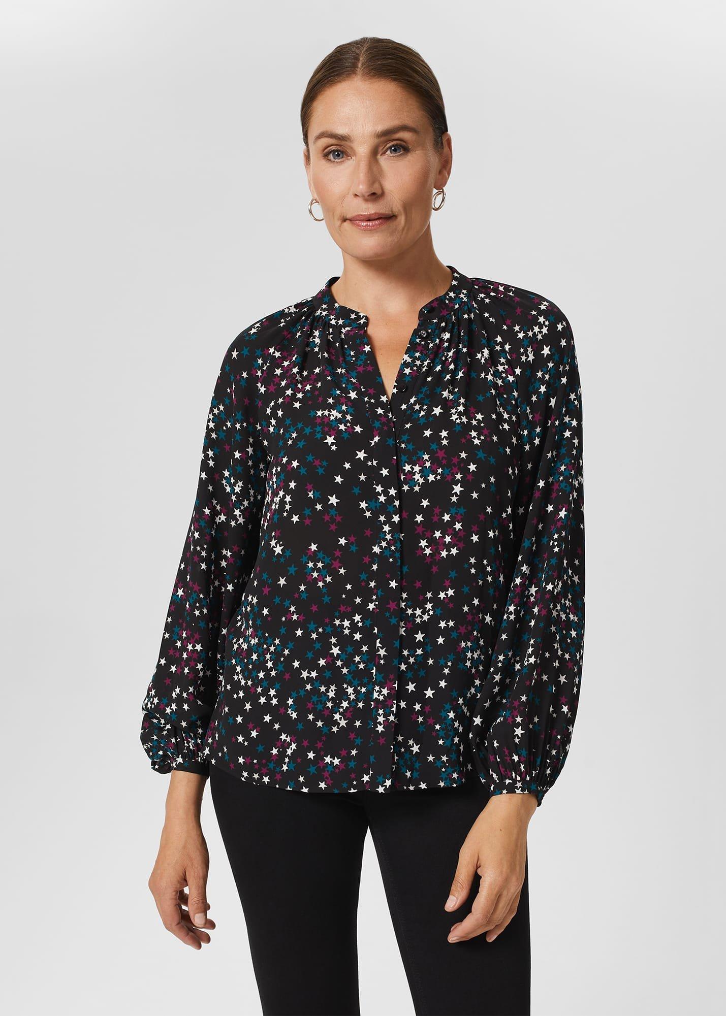 Alycia Star Blouse, Black Multi, hi-res