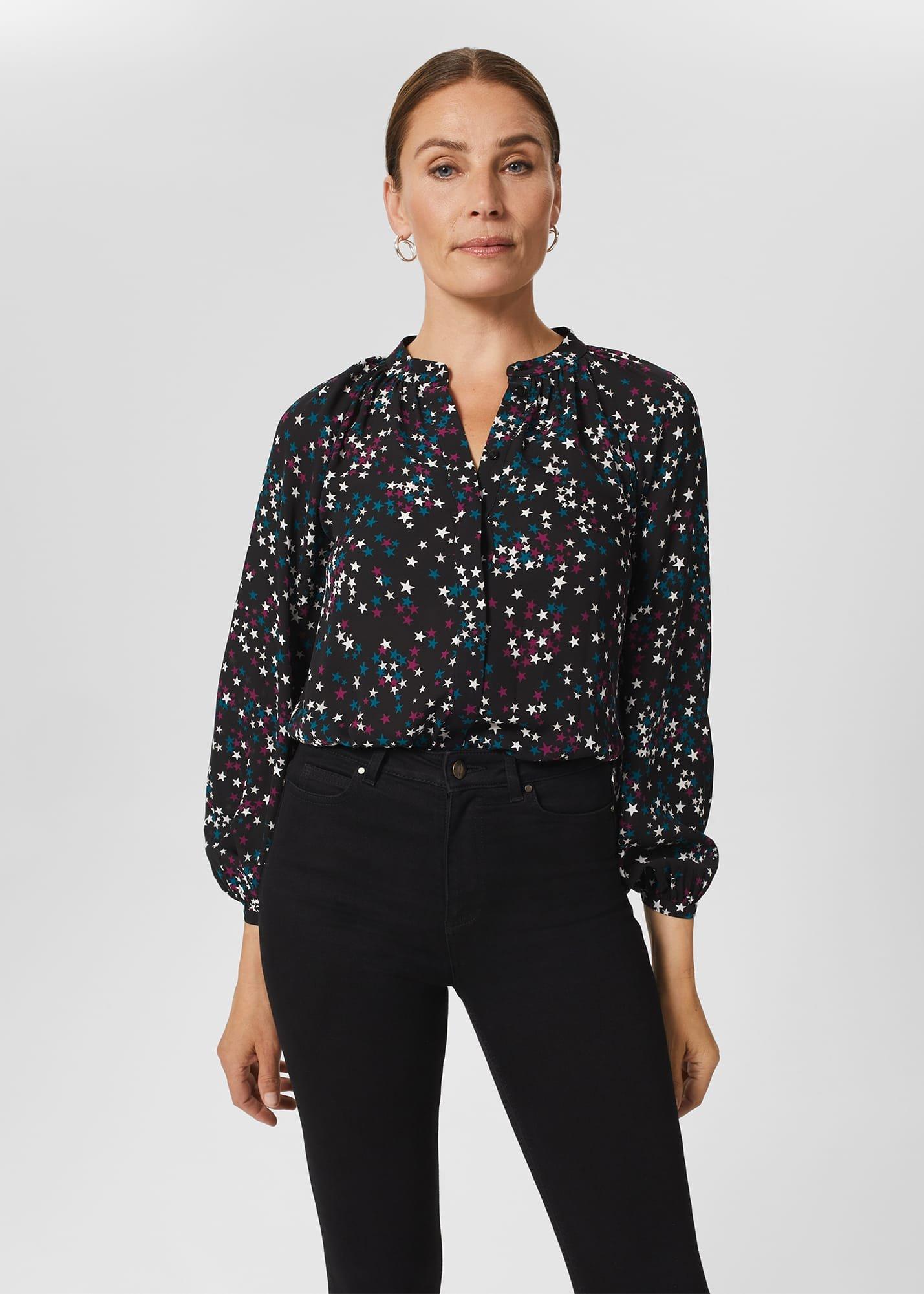 Alycia Star Blouse, Black Multi, hi-res