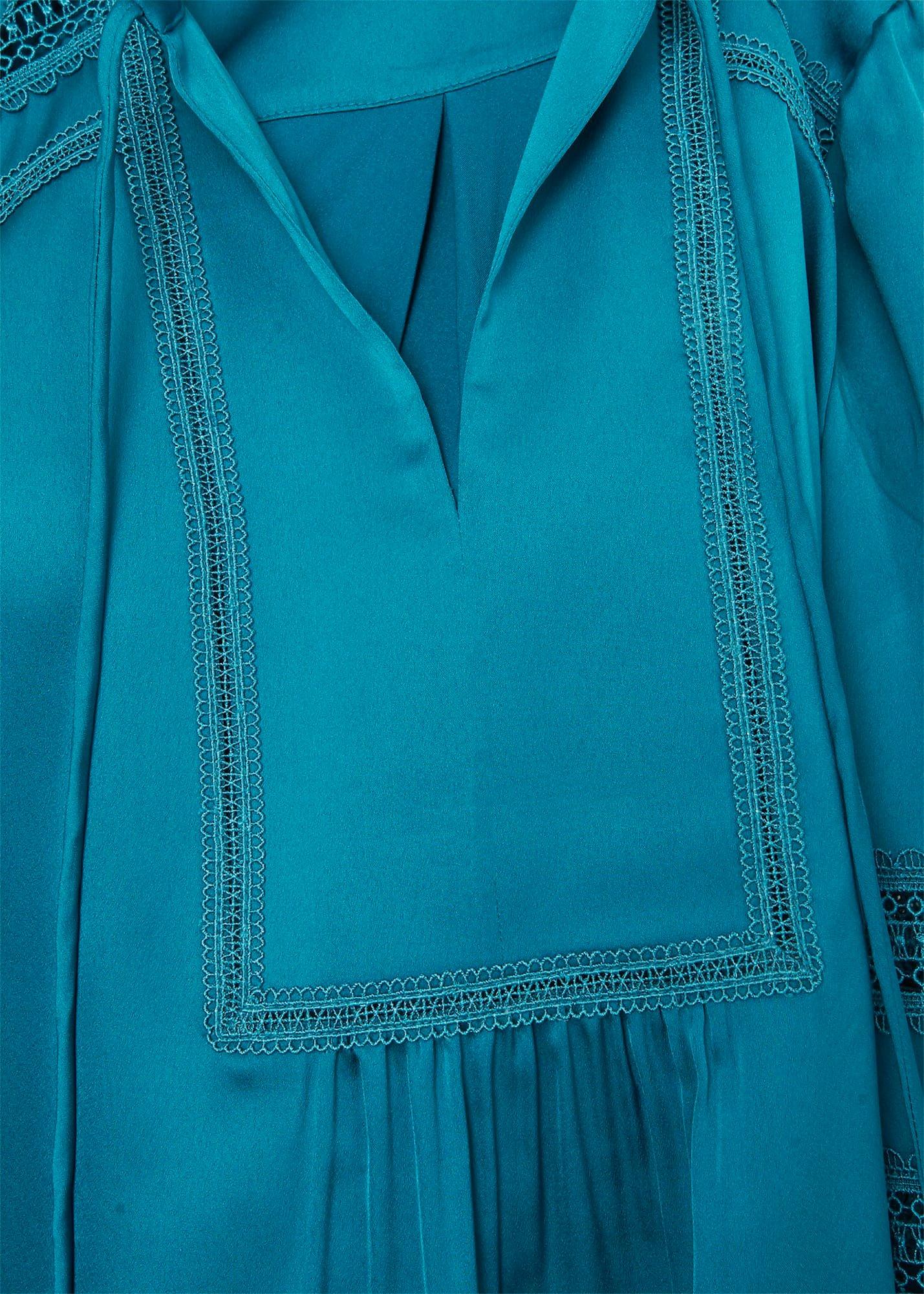 Evianna Lace Detail Blouse , Deep Jade Blue, hi-res