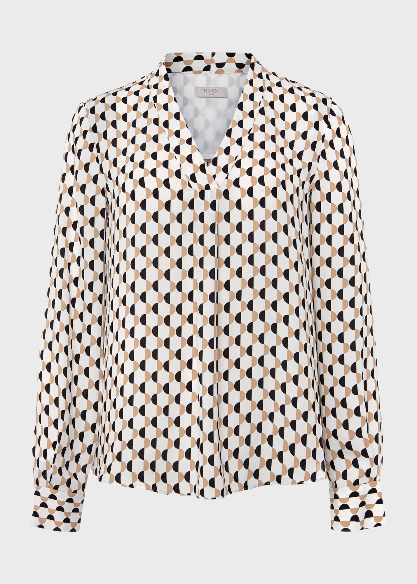 Emery Blouse, Ivory Black, hi-res
