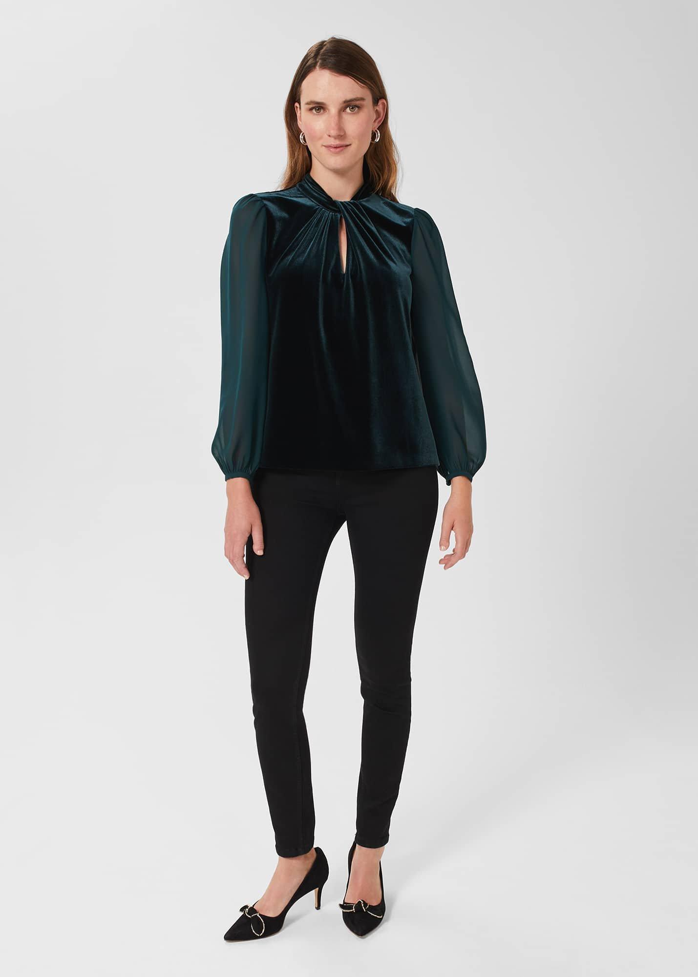 Faye Velvet Top , Evergreen, hi-res
