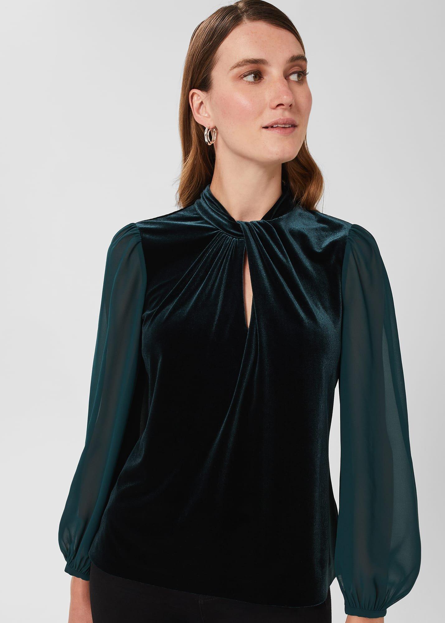 Faye Velvet Top , Evergreen, hi-res