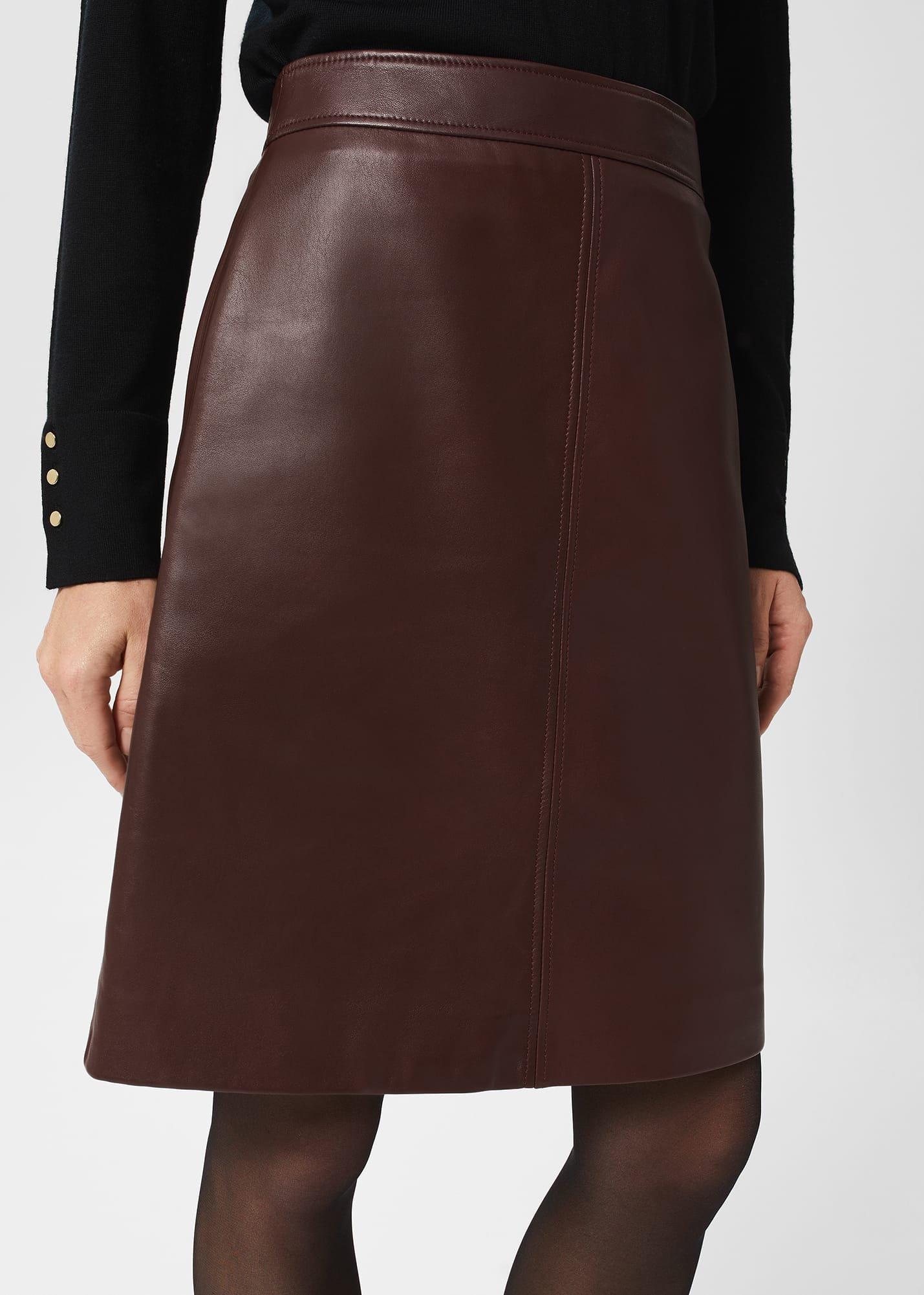 Annalise Leather Skirt, Dark Plum, hi-res