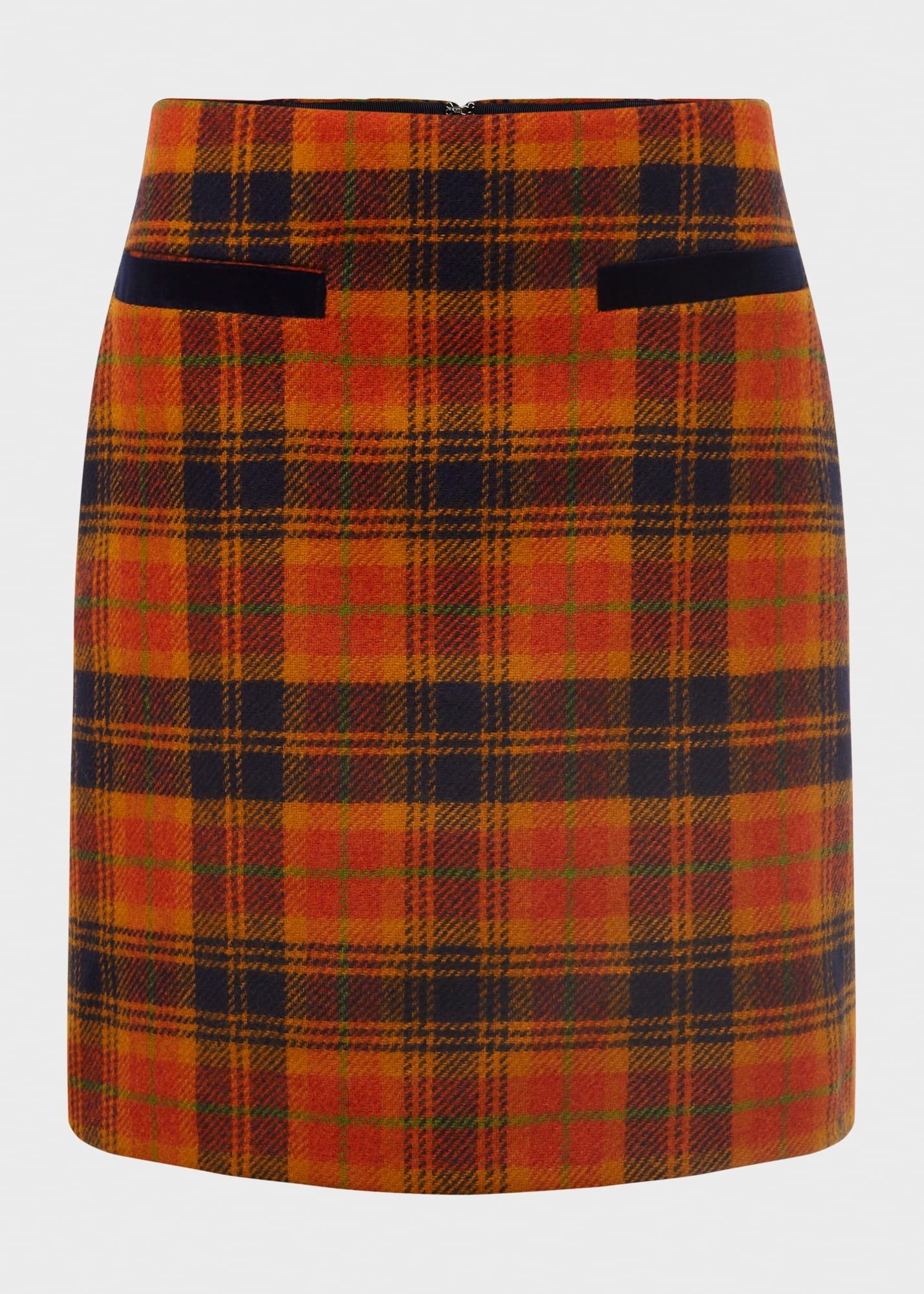 Ruthie Wool Skirt, Orange Navy, hi-res