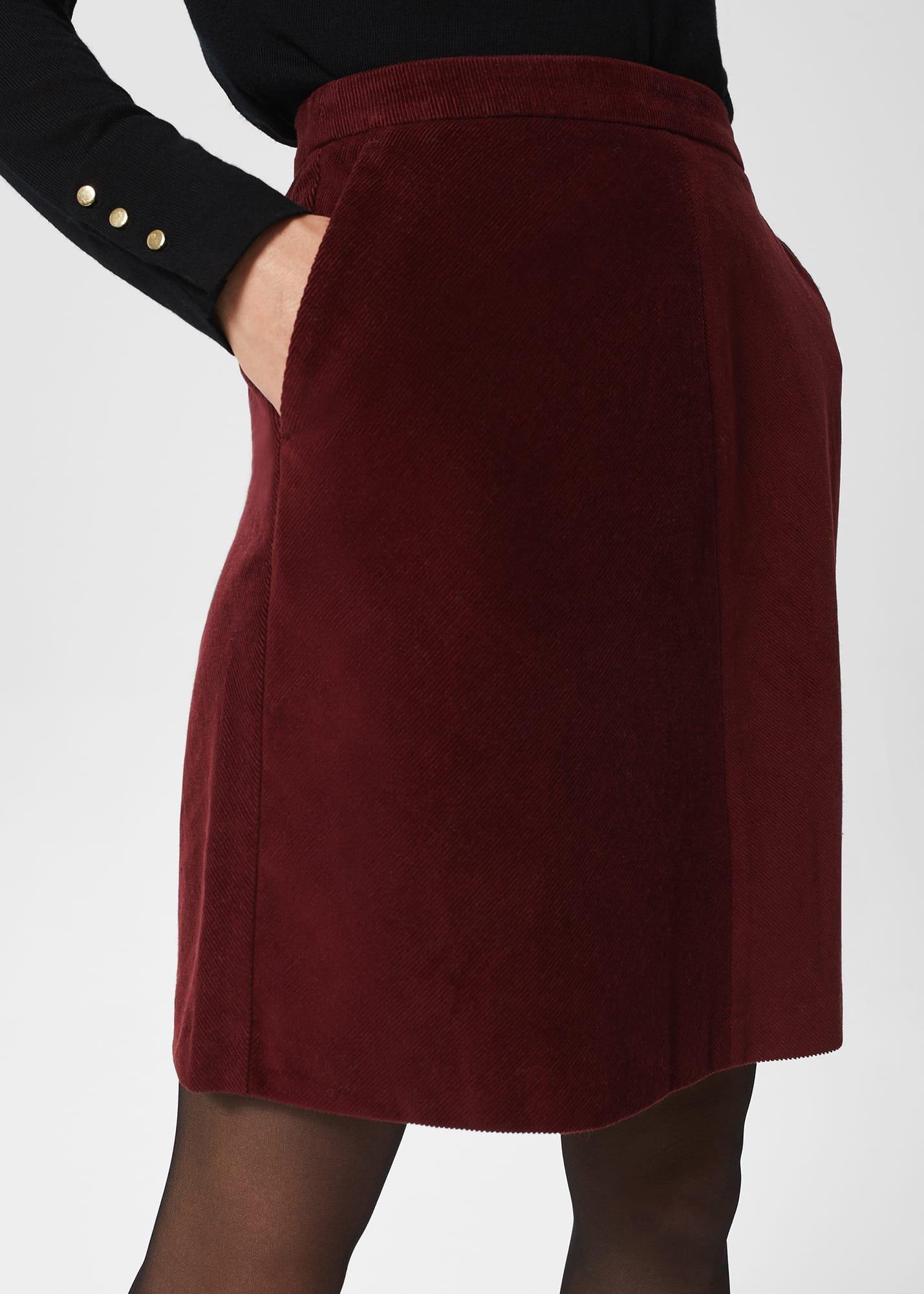 Ria Cord Mini Skirt , Deep Berry Red, hi-res