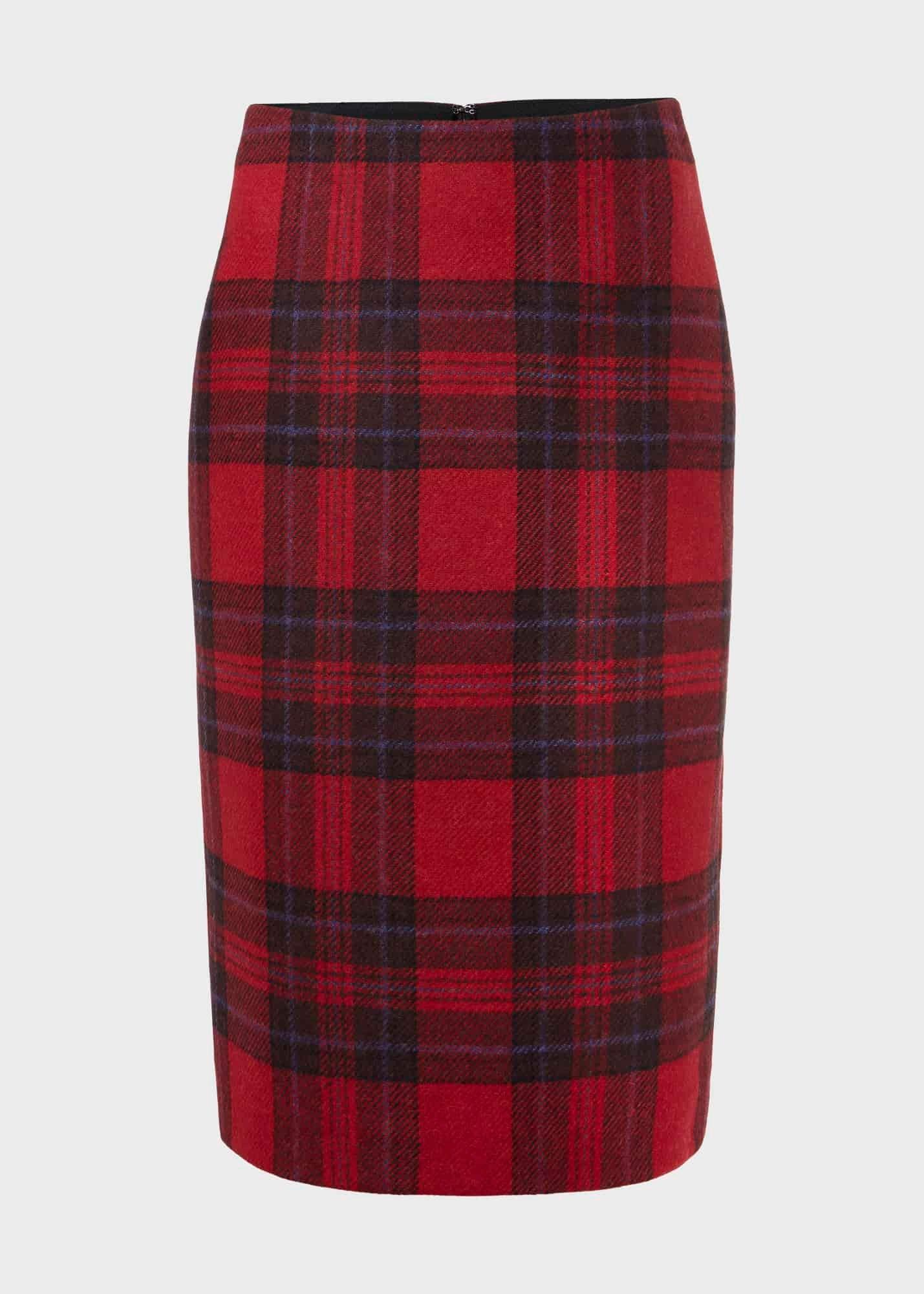 Daphne Wool Skirt, Red Black, hi-res