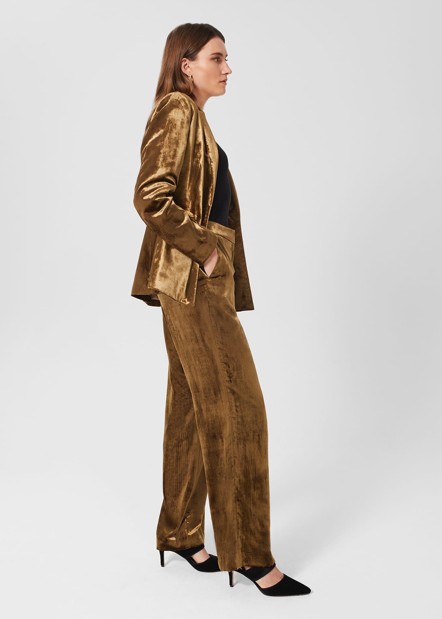 Tamzin Wide Pants, Gold, hi-res