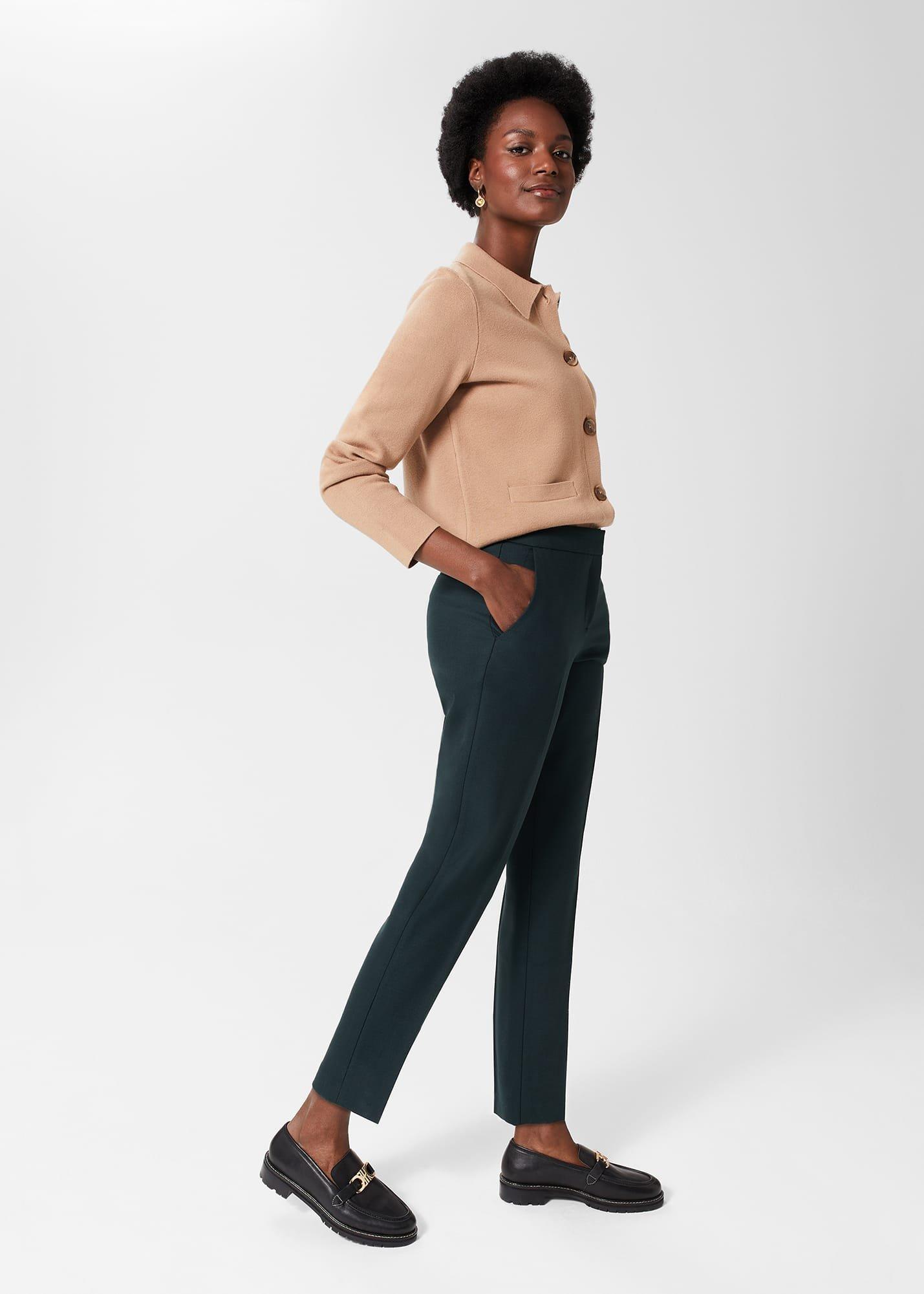 Gael Wool Blend Trousers, Deep Pine Green, hi-res