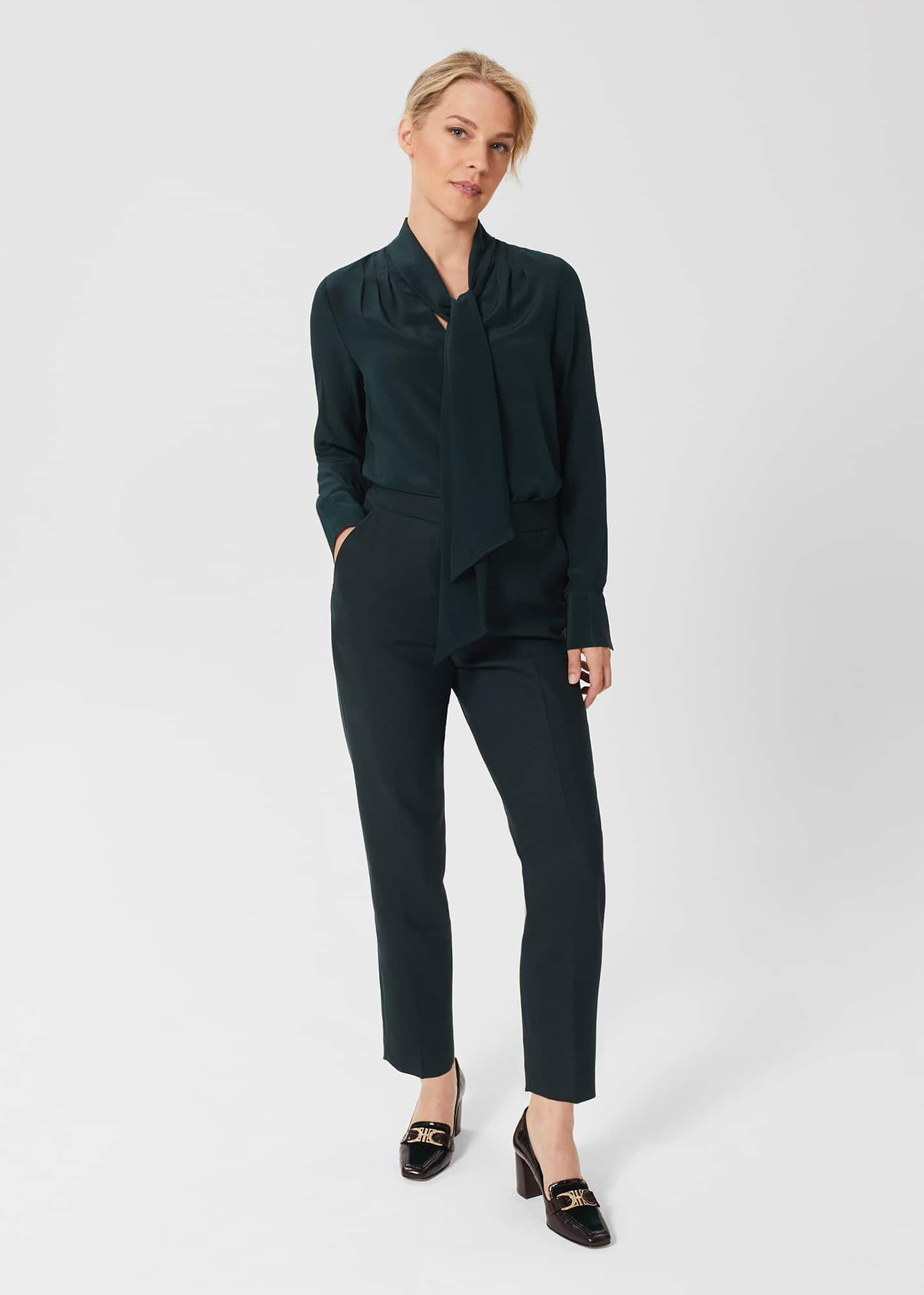 Petite Gael Wool Blend Trousers, Deep Pine Green, hi-res