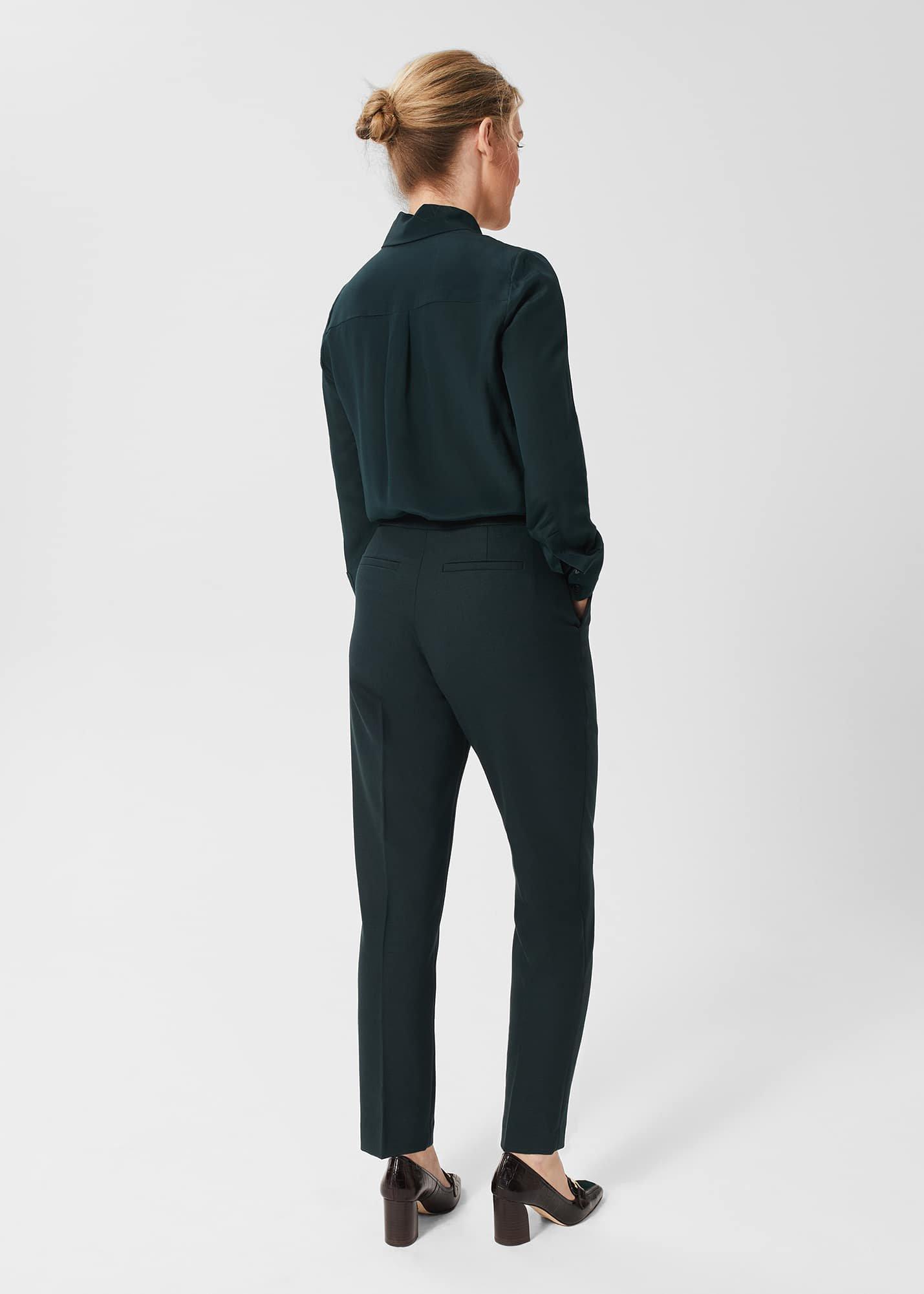 Petite Gael Wool Blend Trousers, Deep Pine Green, hi-res