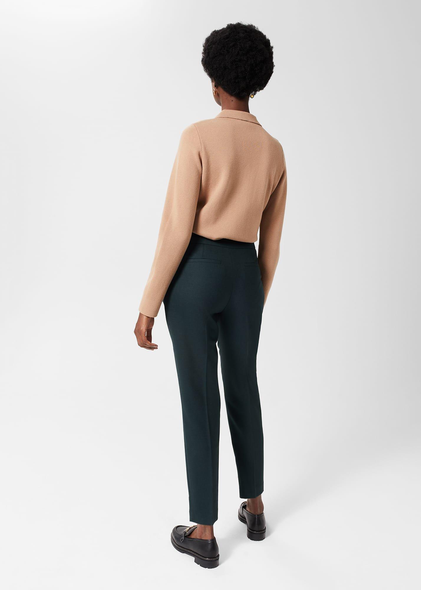 Petite Gael Wool Blend Trousers, Deep Pine Green, hi-res