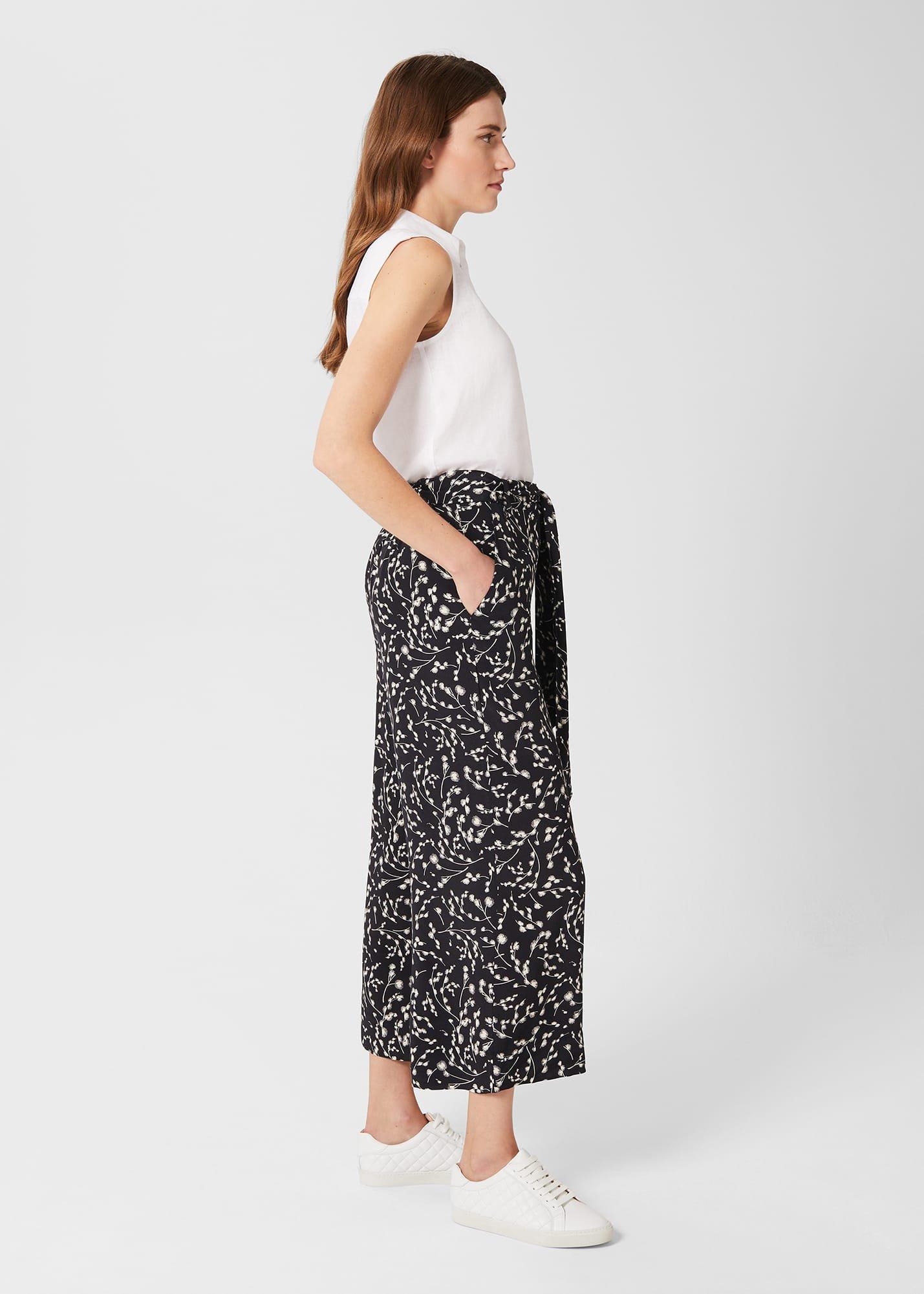 Jen Wide Leg Crop Trousers, Navy Ivory, hi-res