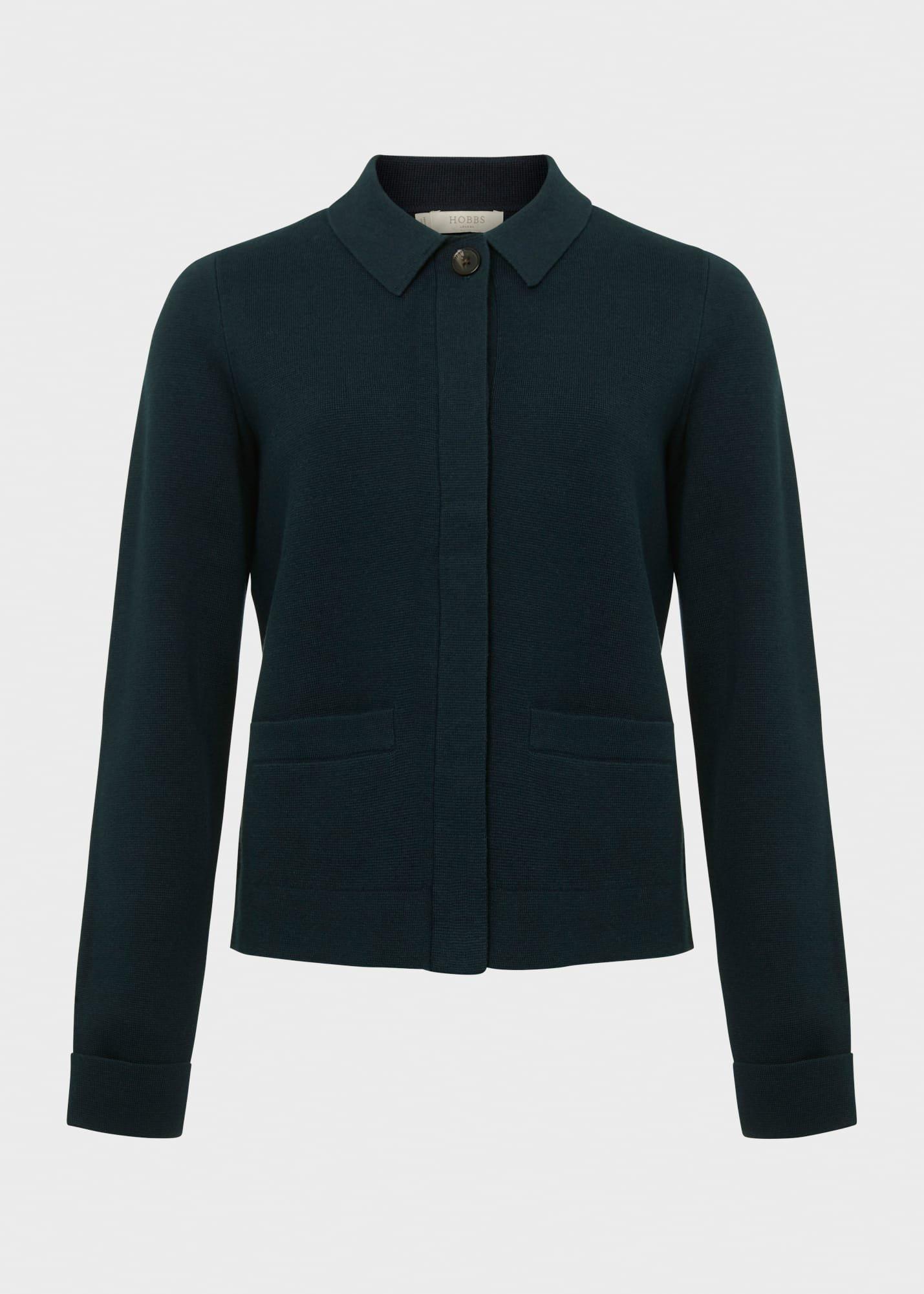 Dawn Cotton Wool Knitted Jacket, Dark Pine, hi-res