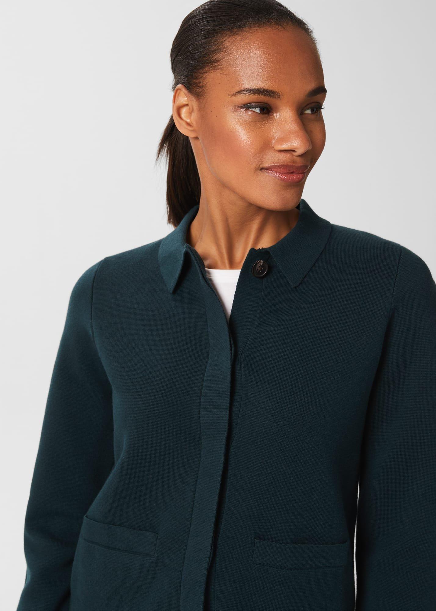 Dawn Cotton Wool Knitted Jacket, Dark Pine, hi-res