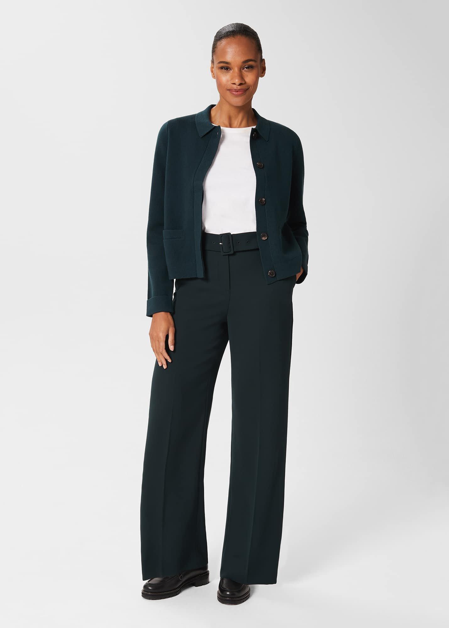 Dawn Cotton Wool Knitted Jacket, Dark Pine, hi-res