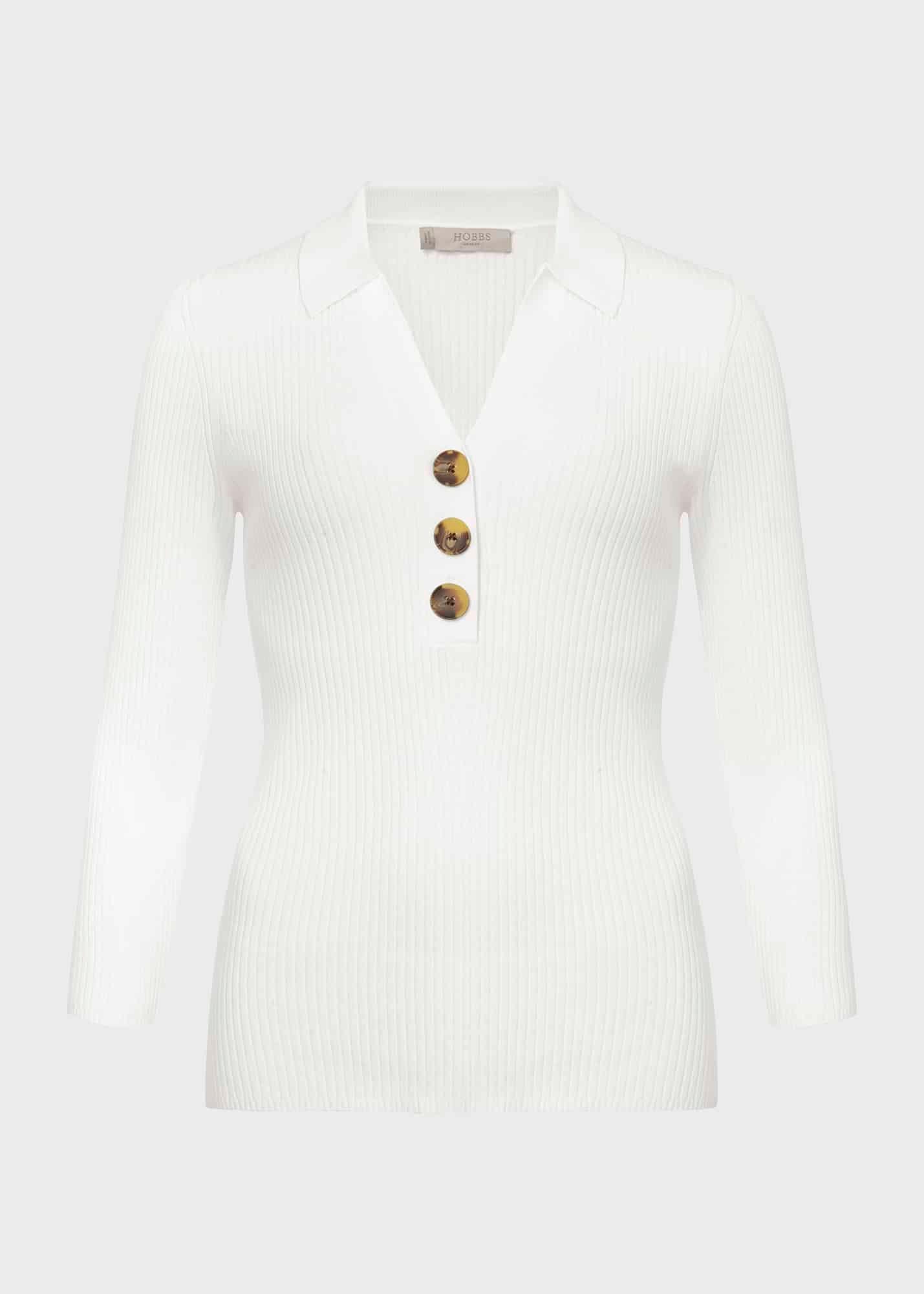 Edie Knitted Shirt, Ivory, hi-res