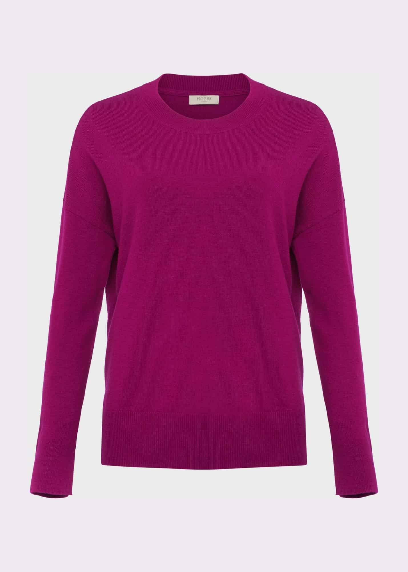 Marcia Tie Jumper With Cashmere, Bright Plum, hi-res