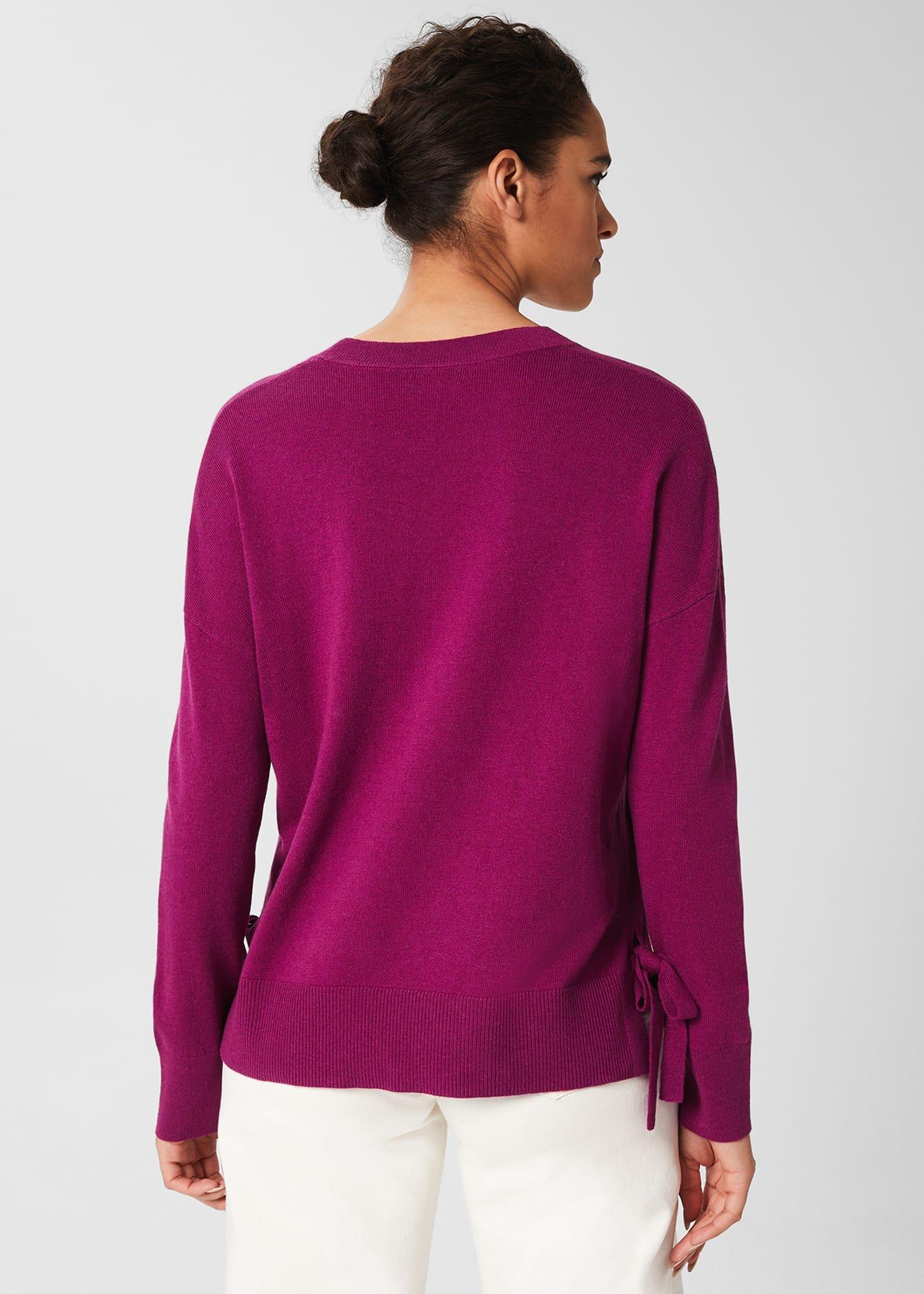 Marcia Tie Jumper With Cashmere, Bright Plum, hi-res